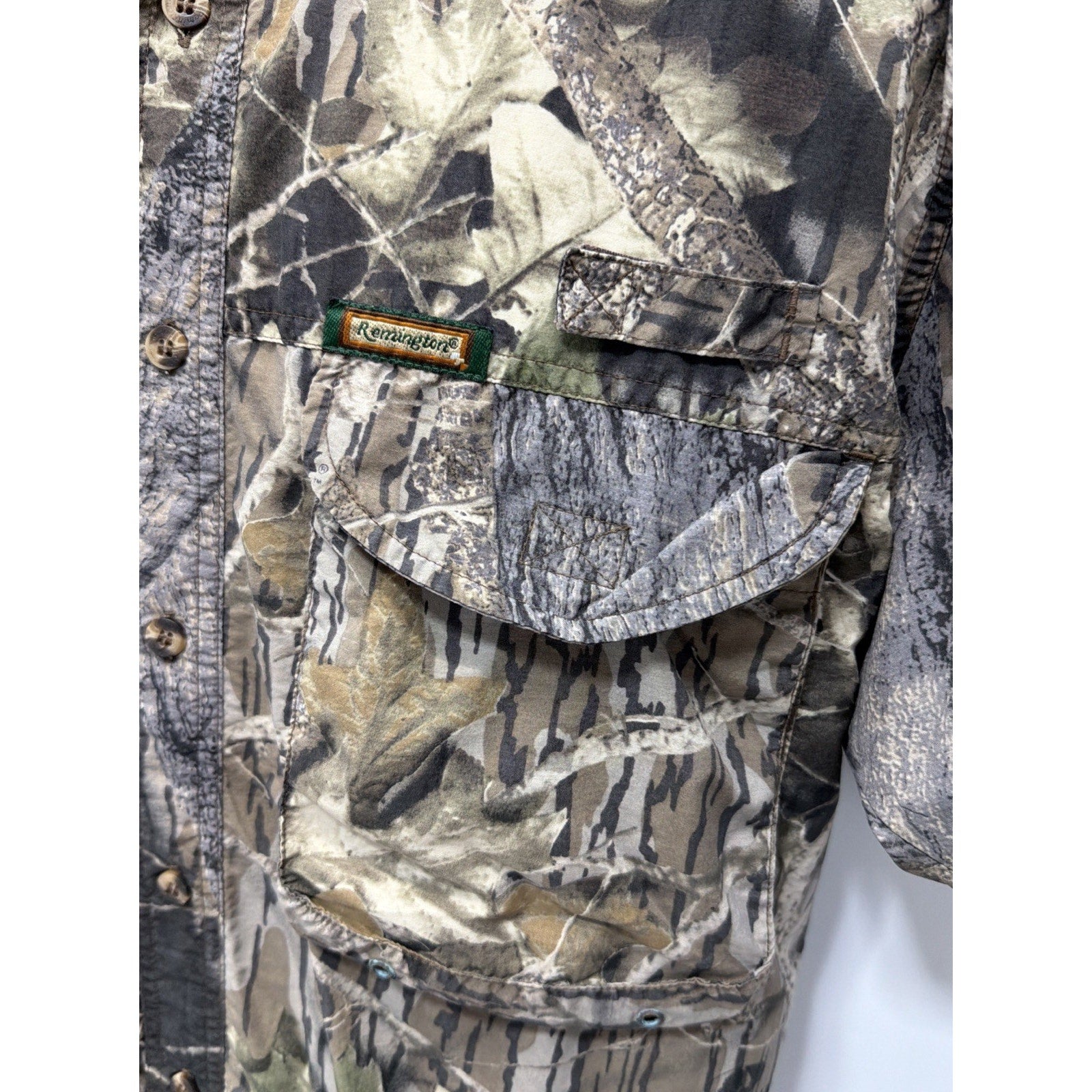 Vintage Remington Shirt Mens L Mossy Oak Break Up Camo Short Sleeve Hunting