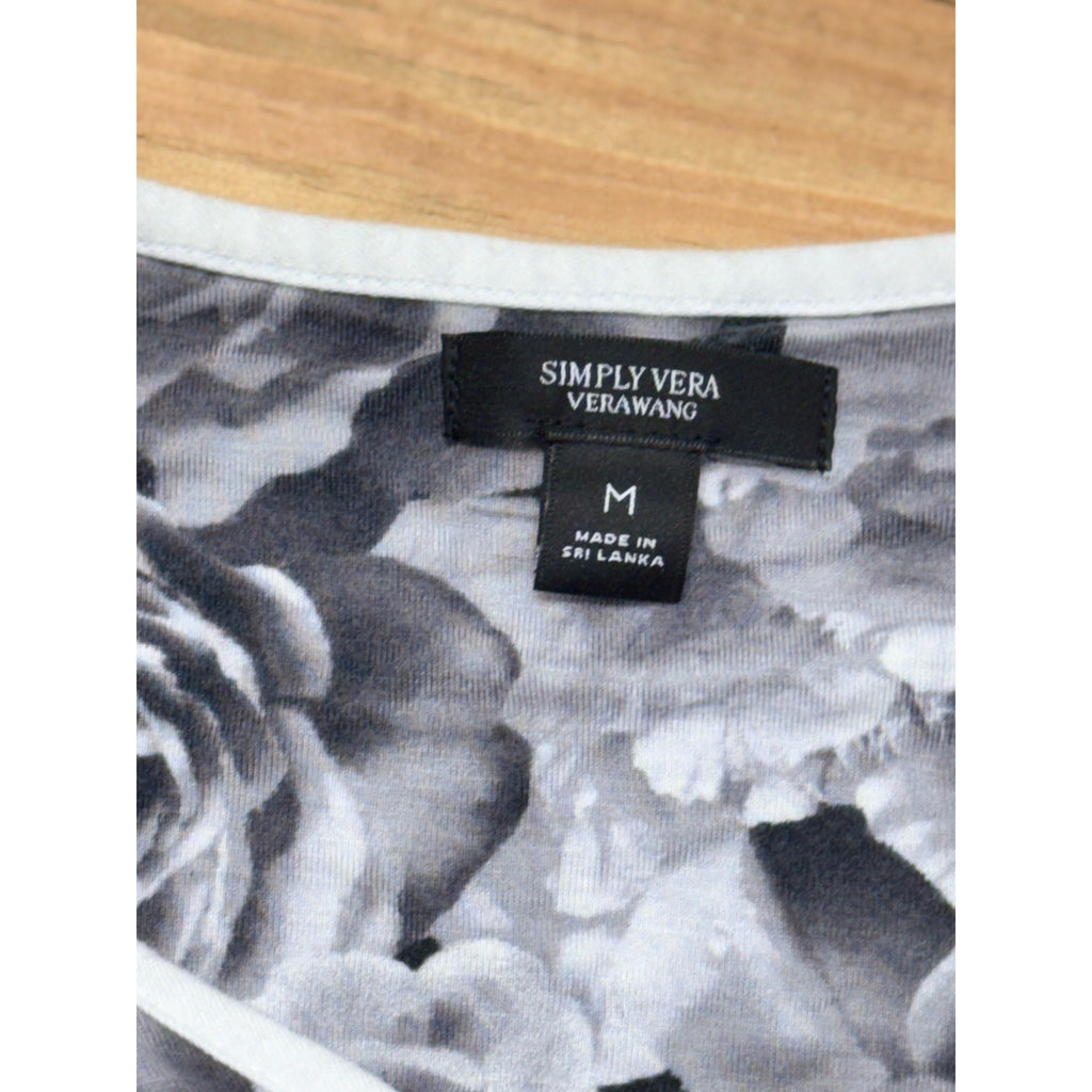 Simply Vera Vera Wang Women’s Roses Blouse Top Size Medium Black And White