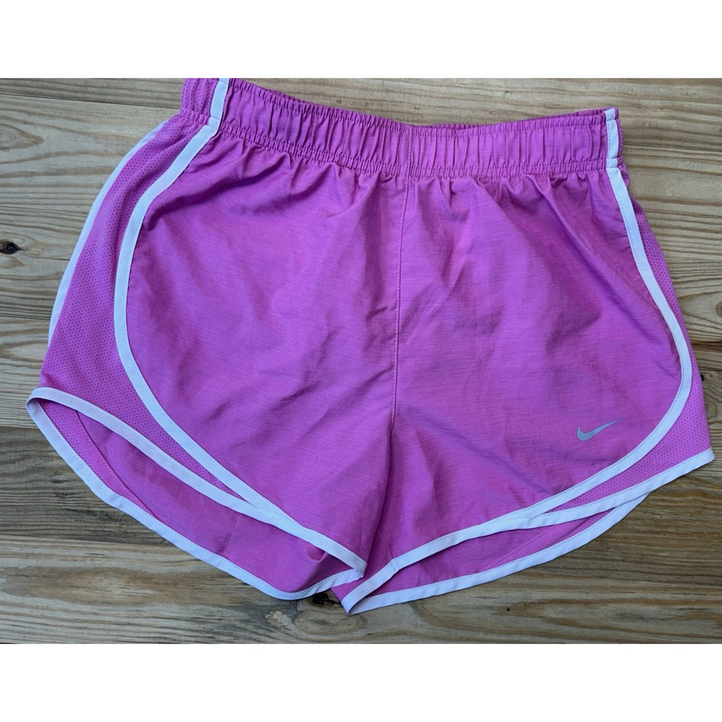 Nike Women's Size XS Athletic Shorts Dri Fit Gym Run Pink-White Polyester Liner.