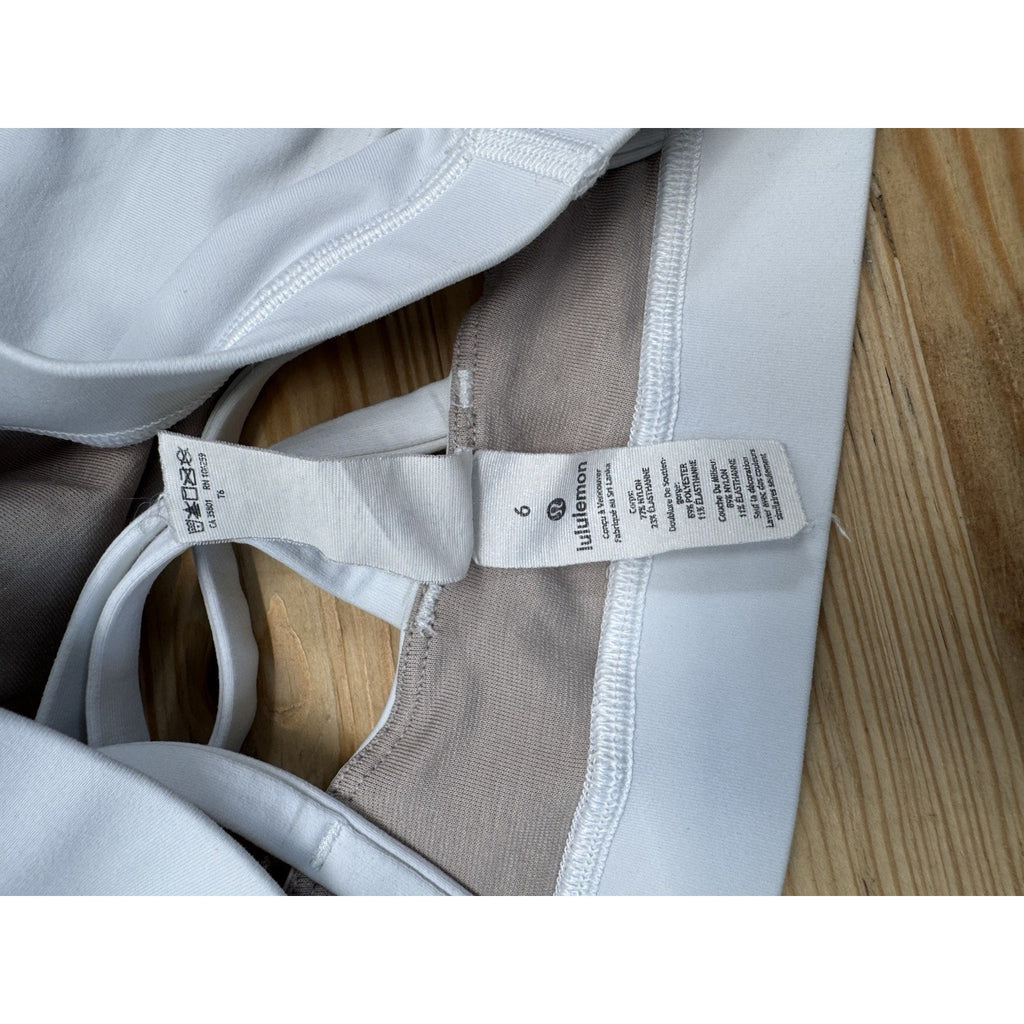 Lululemon FREE TO BE BRA White Strappy Cross Back Gym Yoga Top Bra 6