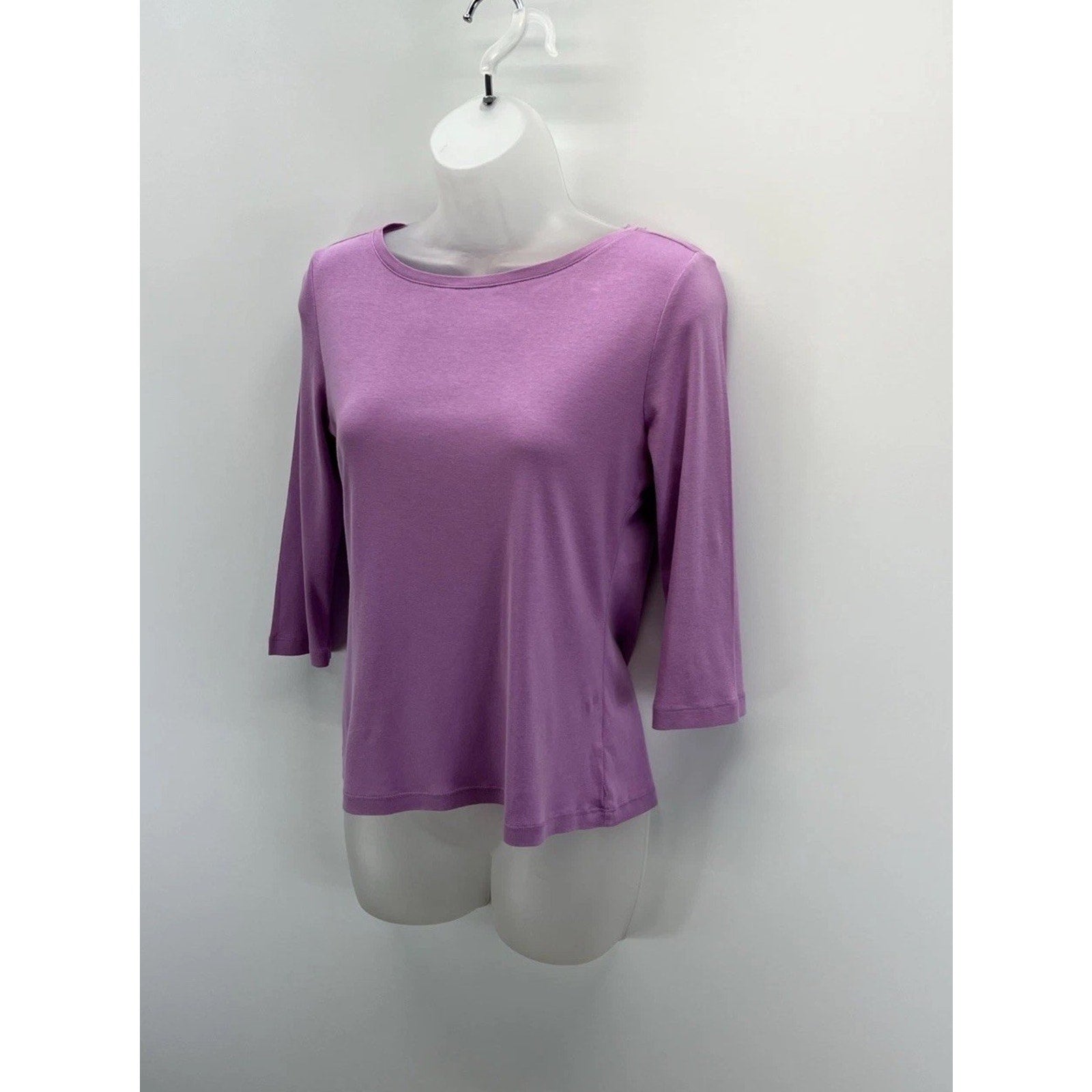 Talbots Tee Top Womens Size Small Petite 3/4 Sleeve 100% Pima Cotton Purple