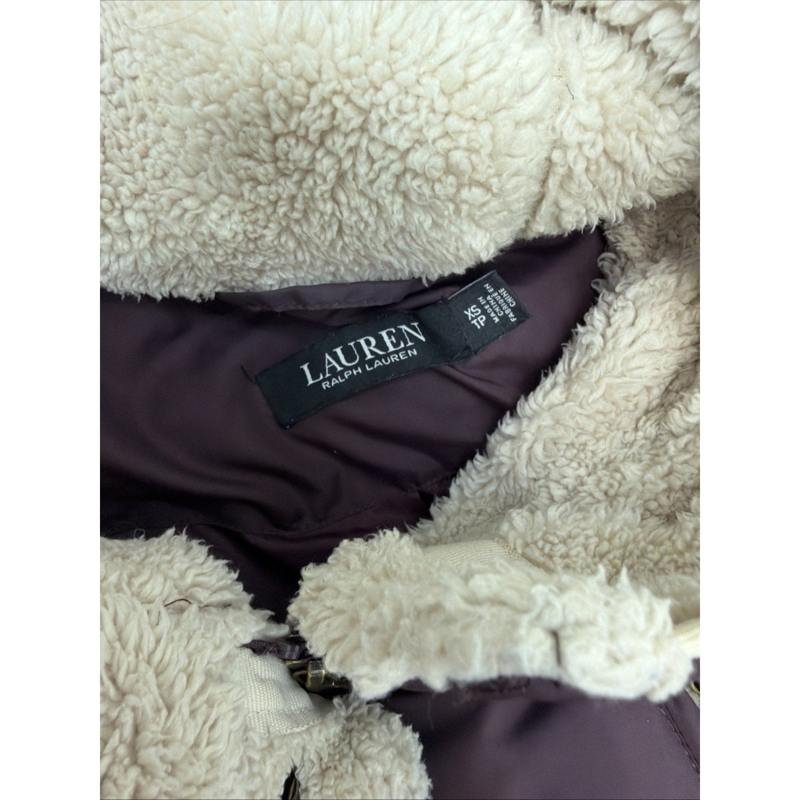 LAUREN RALPH LAUREN Black Label Down Sherpa Lined Parka Jacket Purple Women's XS