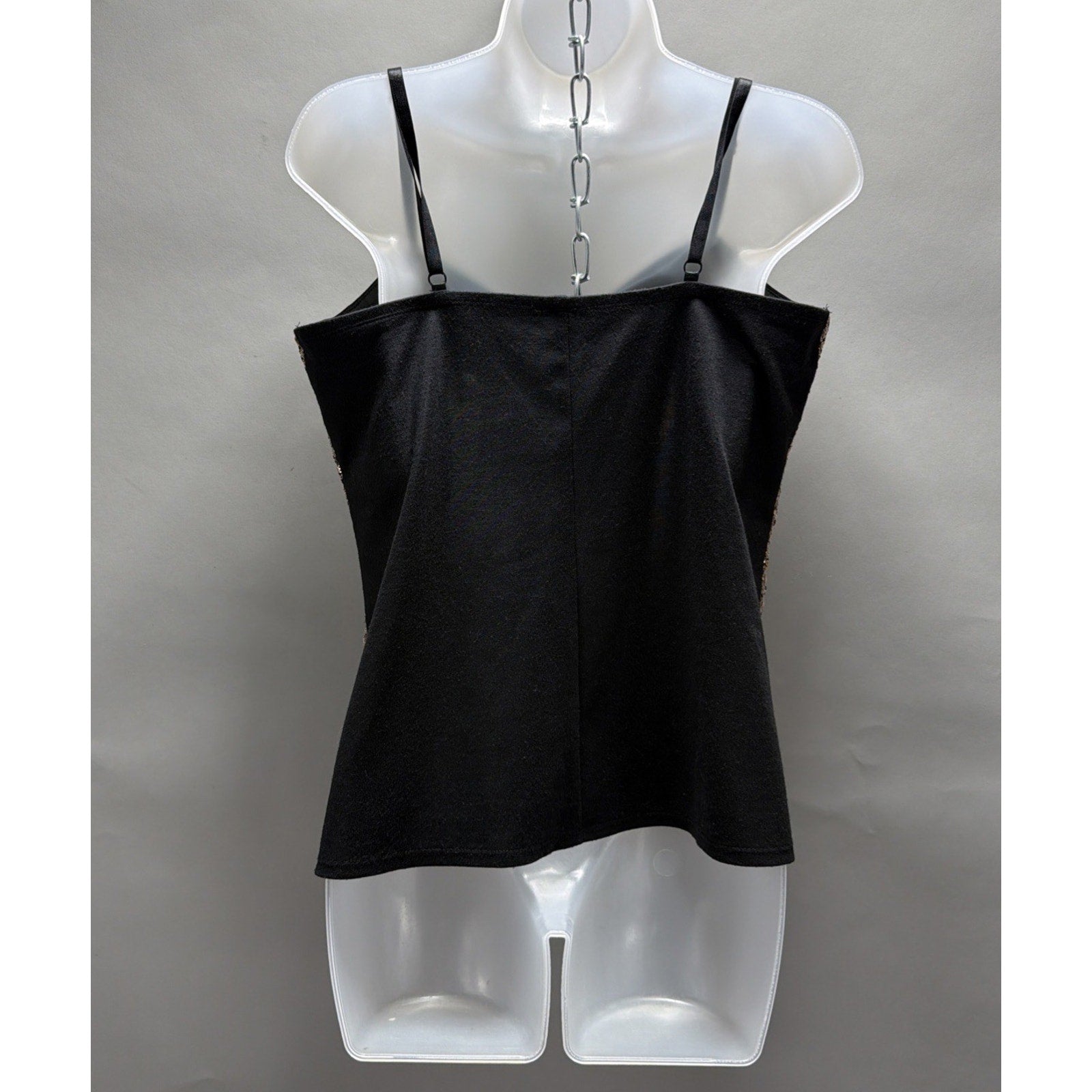 VENUS Sexy Y2K Sequin Camisole Tank Top Sz 14 Gold Black V-Neck Cami