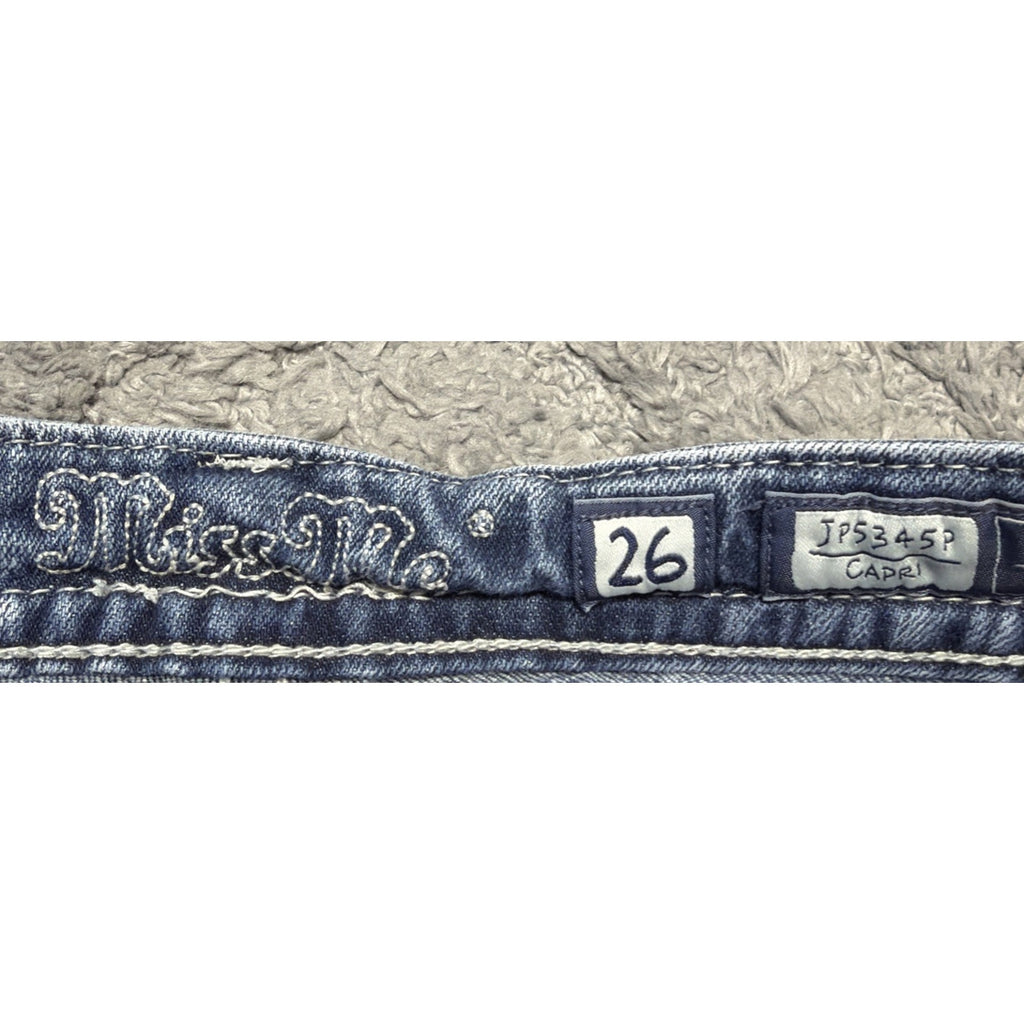 Miss Me Capri Jeans JP5345P Womens 26 Embellished Cross Pocket Distressed