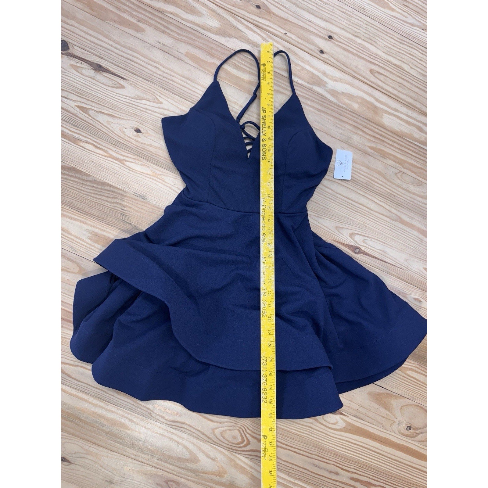 Windsor Isabella Lace-Up Back Skater Dress Navy Blue Junior’s Size 11 NWT