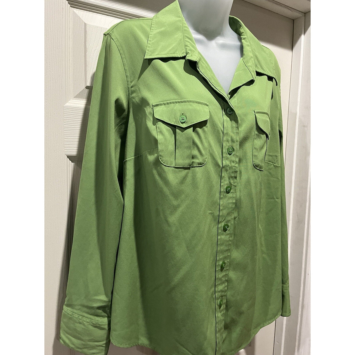 Lane Bryant green button front shirt cotton blend women's 14/16