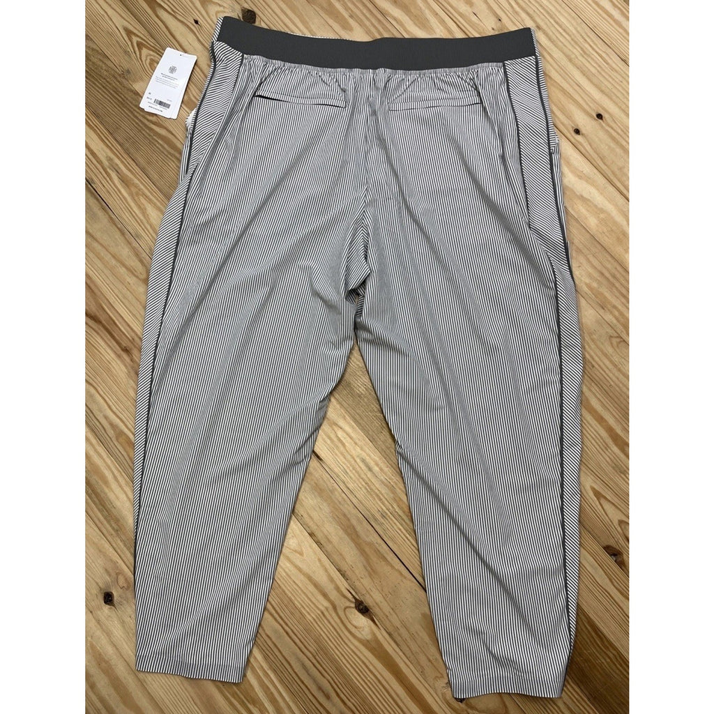 Athleta Brooklyn Textured Ankle Pants Women Size 22 City Stripe Gray/White
