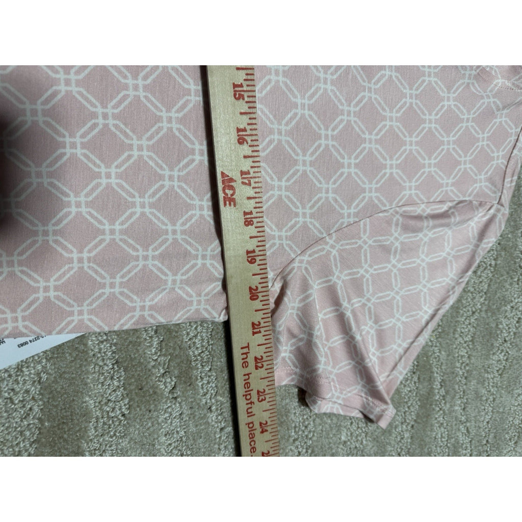 NWT Liz Claiborne Pink Geometric Pajama Set Large Cool & Calm Sleepwear 2PC