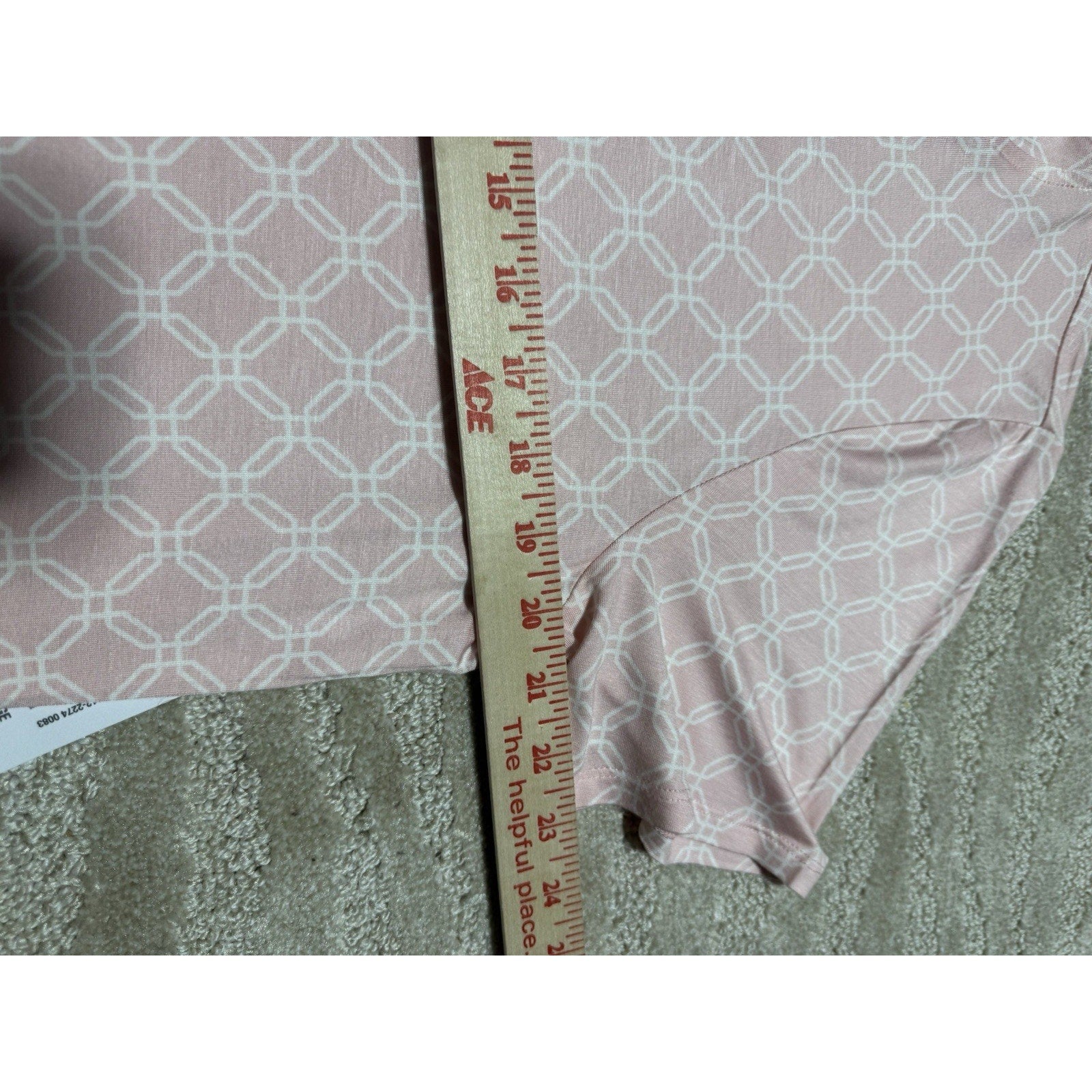 NWT Liz Claiborne Pink Geometric Pajama Set Large Cool & Calm Sleepwear 2PC