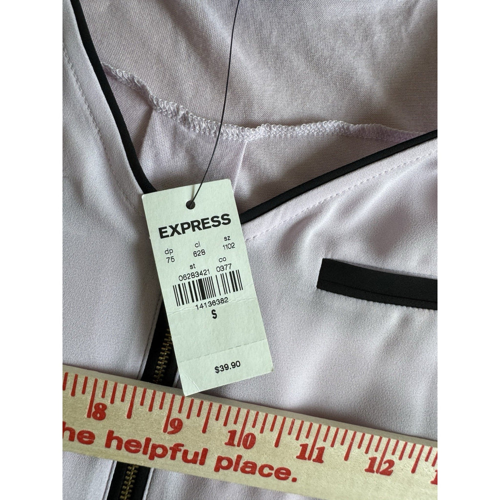 Express Pink Sleeveless V-Neck Blouse Decorative Zipper & Pockets Women’s S New