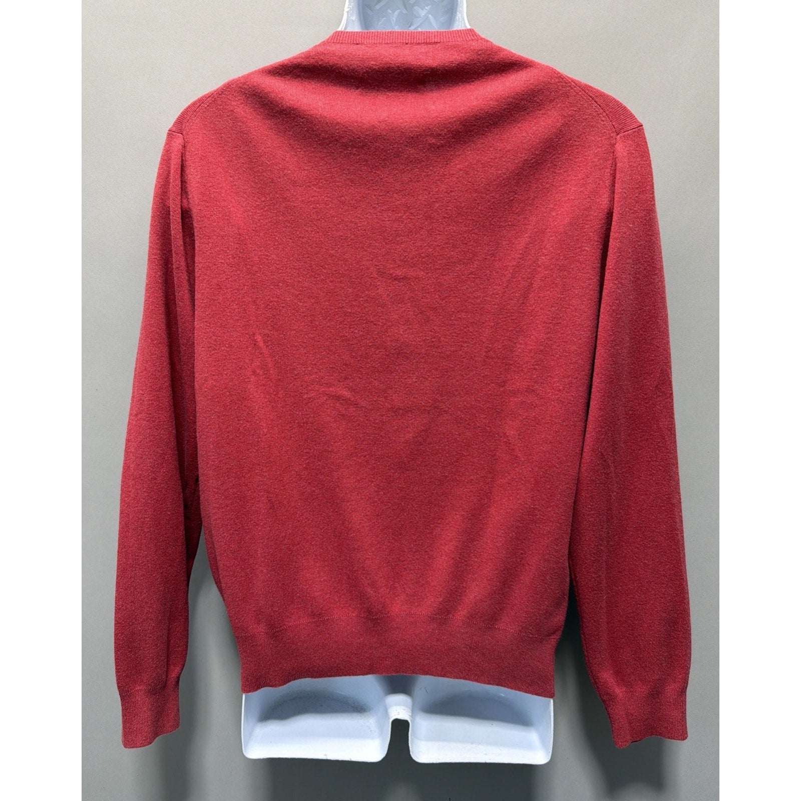 Polo Ralph Lauren Sweater Men's Size M Pima Cotton Red Ribbed Trim Long Sleeve