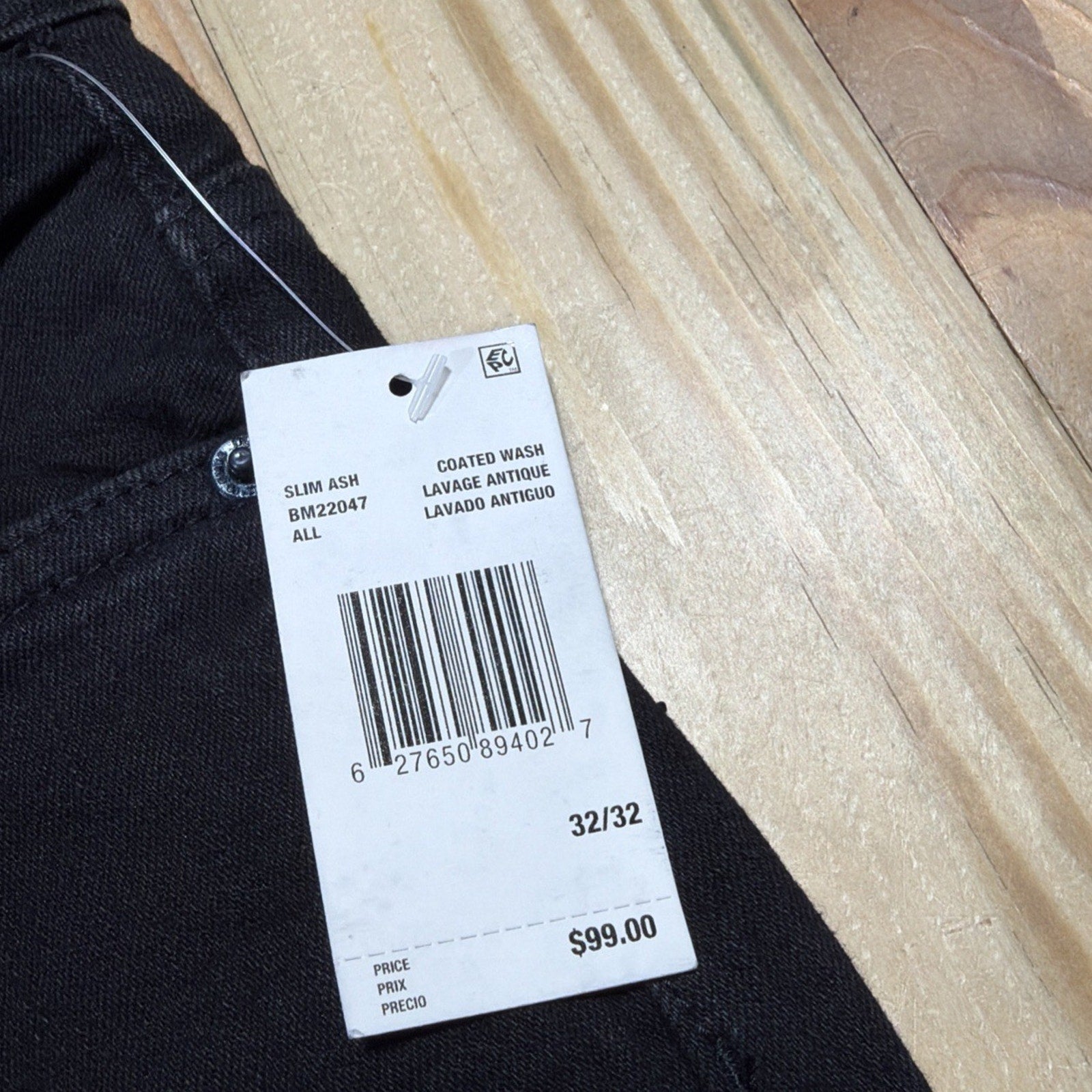 Buffalo David Bitton Men's Slim Ash Black Story Selvedge Denim Jeans 32x32 NWT