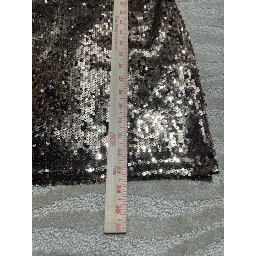 Womens Medium Rose Gold Sequin Cocktail Dress V Neck Party Club Sparkle Medium