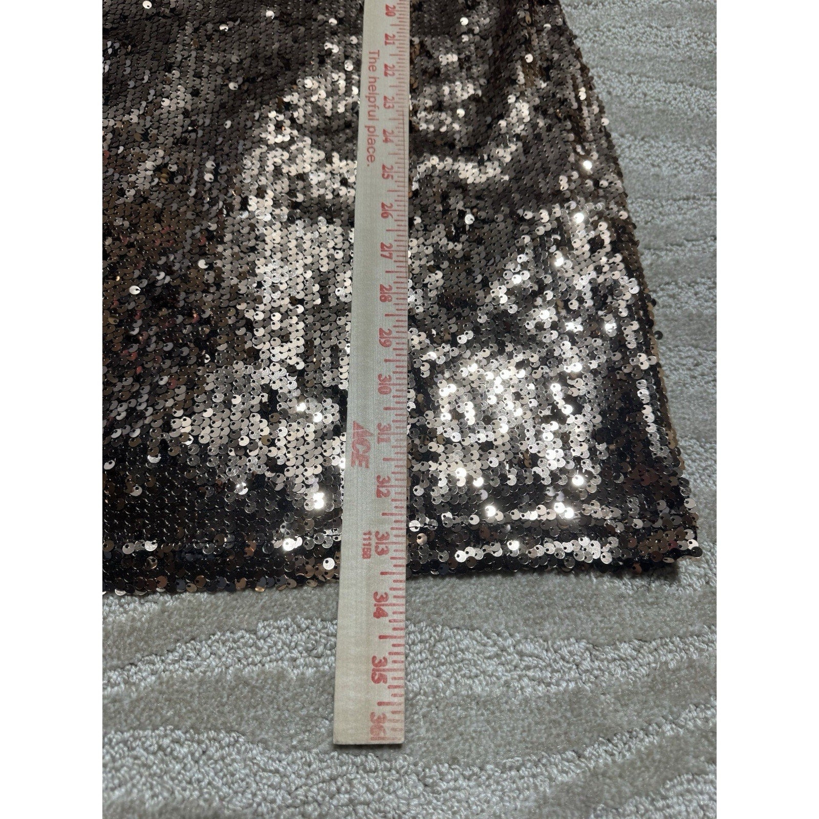 Womens Medium Rose Gold Sequin Cocktail Dress V Neck Party Club Sparkle Medium