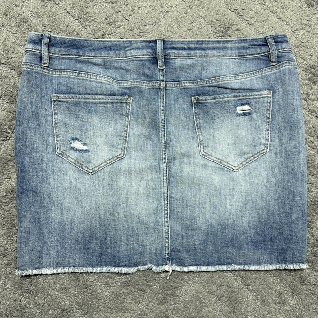 New York & Company SoHo Distressed Women's Jean Skirt Plus Size 18 Stretch
