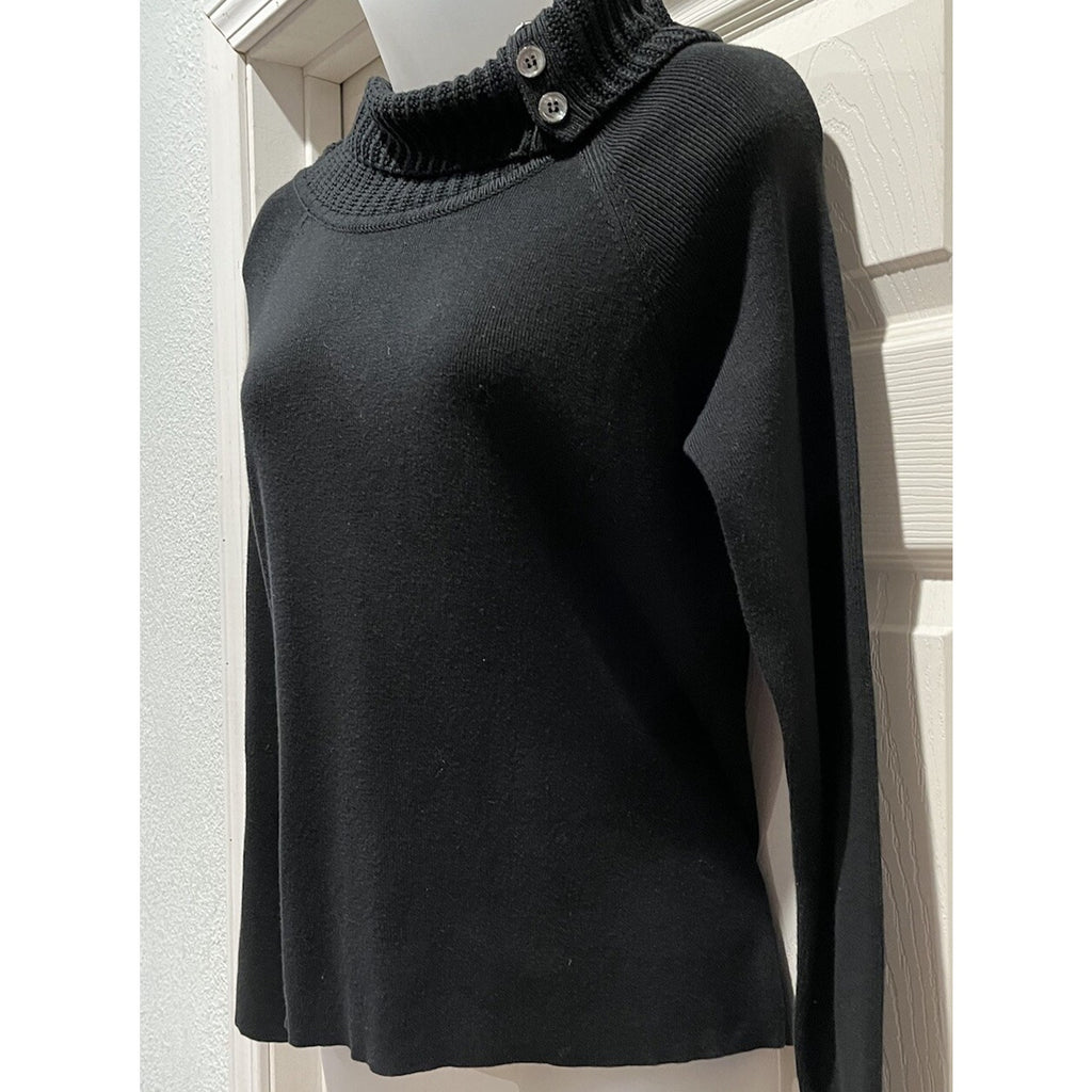 Vintage 90's Y2K Northern Isles Sz M Black Chunky Knit V Neck Pullover Sweater