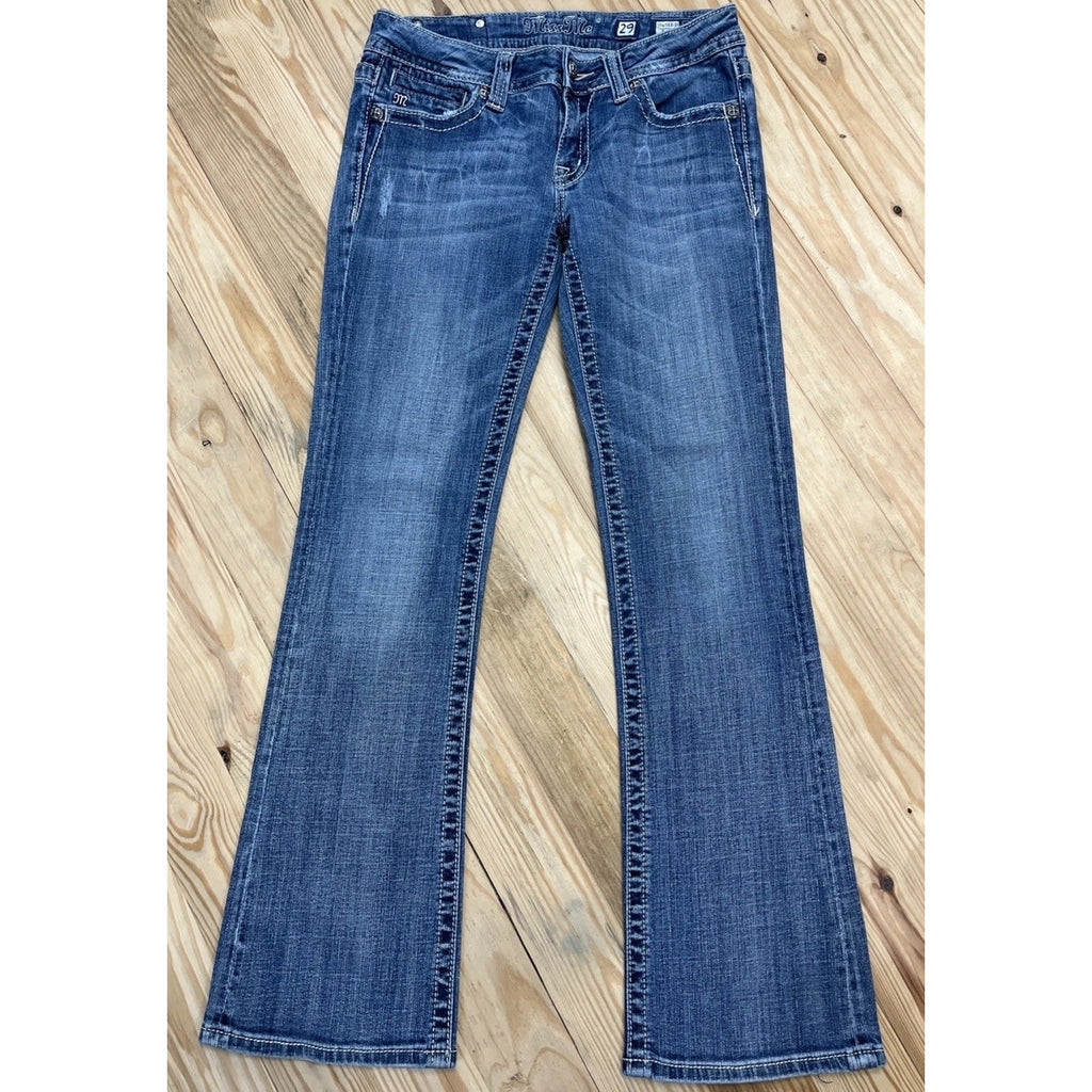 Women’s Miss Me Jeans Boot Cross Embellished Pockets Sz 29