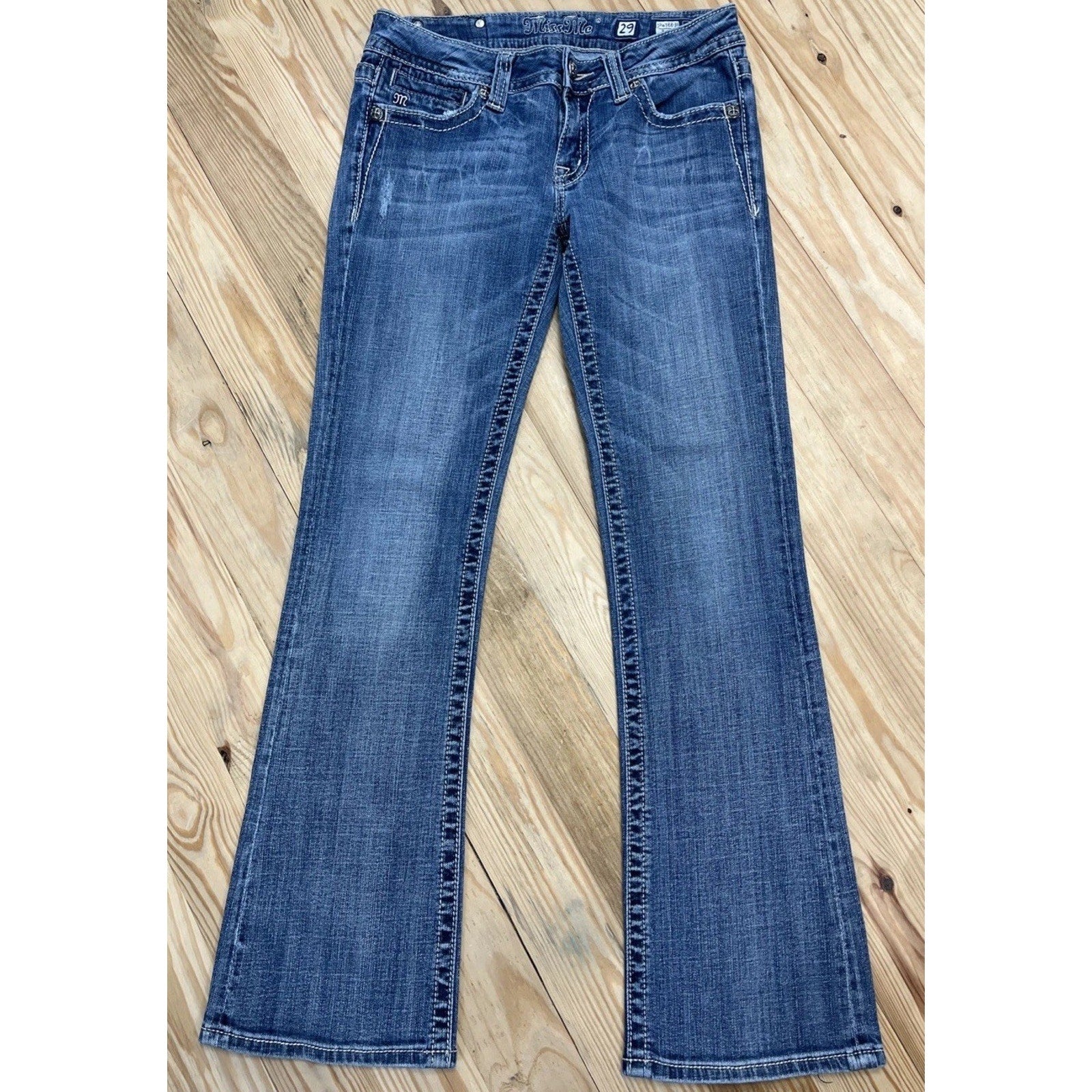 Women’s Miss Me Jeans Boot Cross Embellished Pockets Sz 29