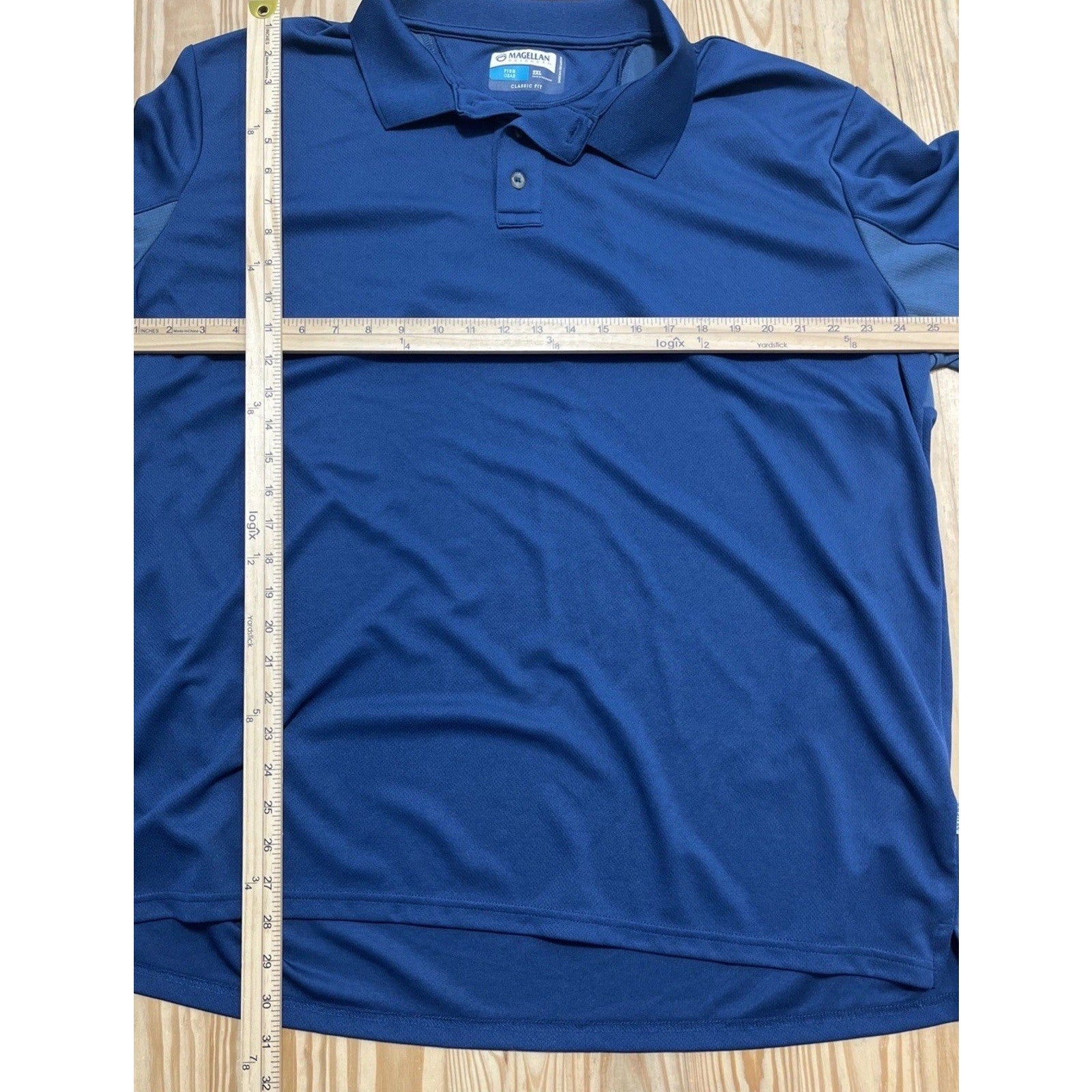 Magellan Mens 2XL Polo Navy Blue Fish Gear Moisture Wicking Shirt