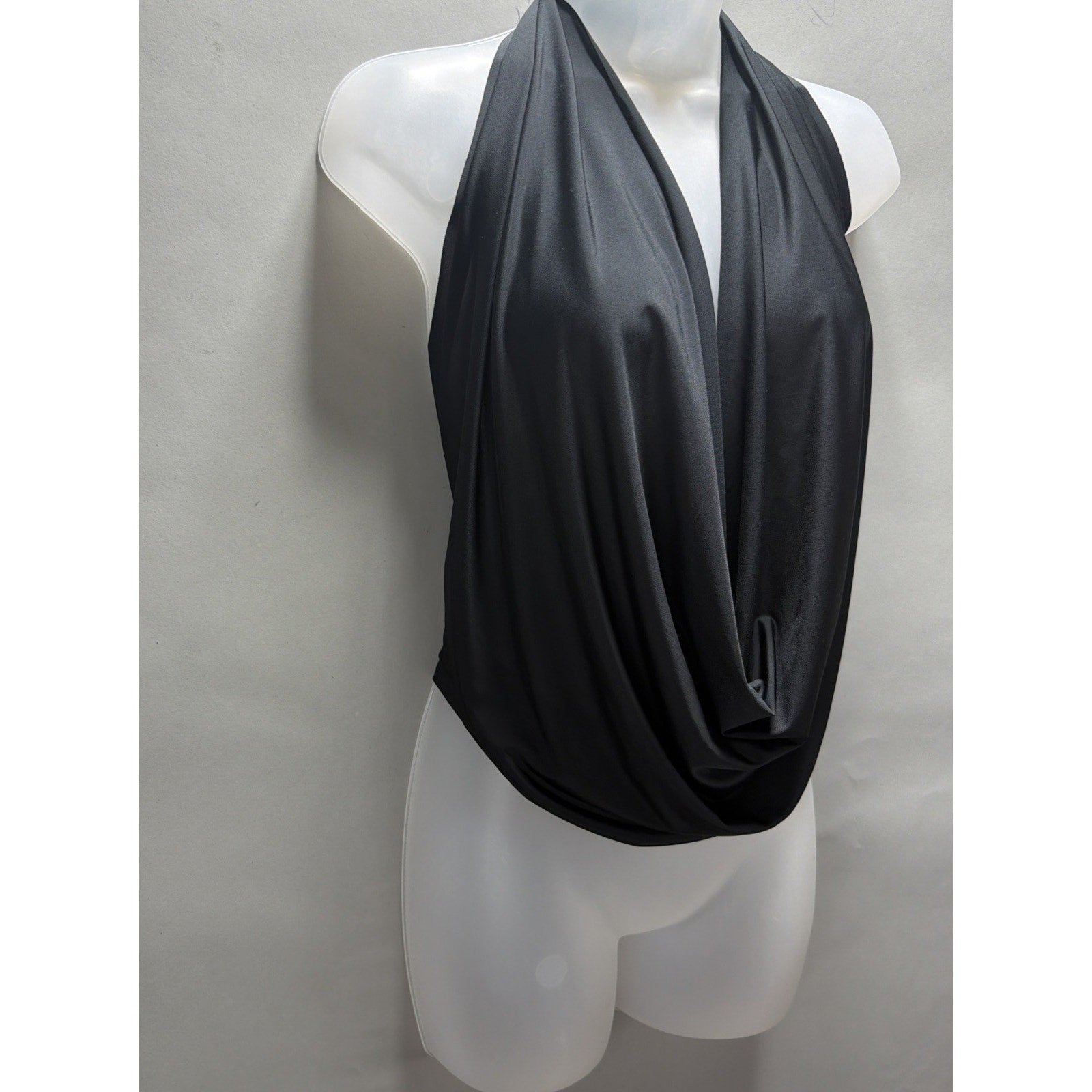 Vintage Superline Black Tank Top size V-Neck Drape Made in USA Size S Stretch
