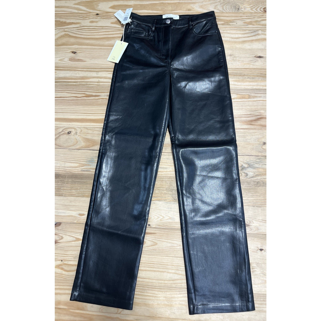 NWT Wilfred Aritzia Sz 0 The Melina Faux Vegan Leather Straight Leg Pants Black
