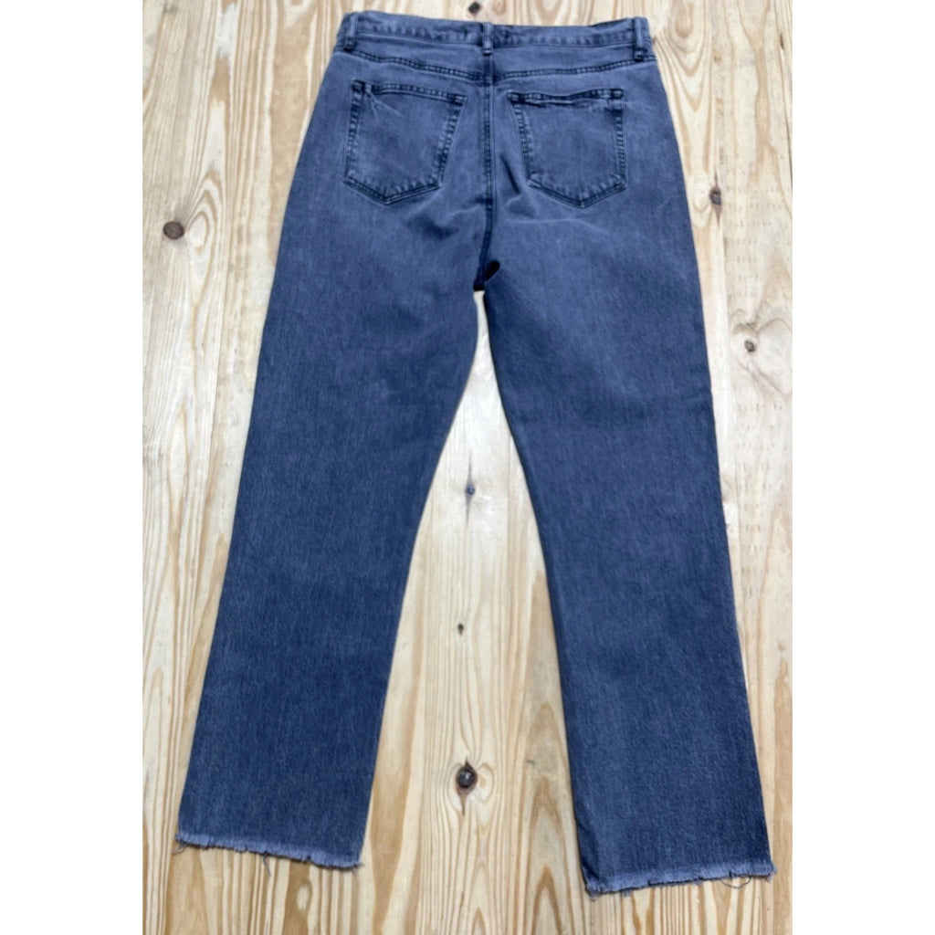 LOFT HIGH RISE BUTTON FLY RAW HEM STRAIGHT CROP JEANS WOMENS SIZE 27/4