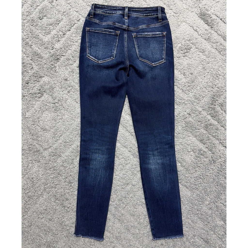 Flying Monkey High Rise Ankle Skinny Jeans Womens 25 Blue Distressed Stretch