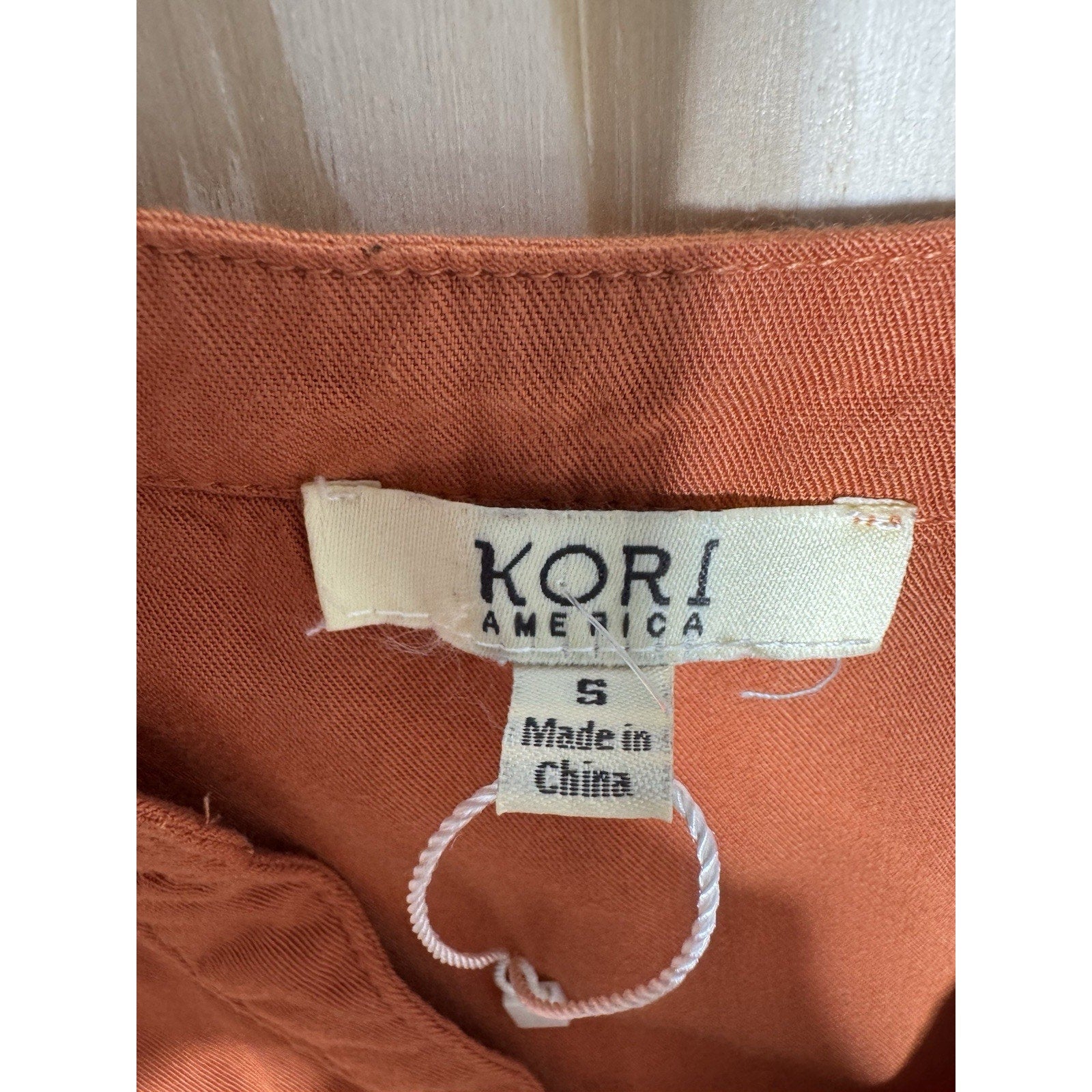 Kori America Orange Babydoll Dress S Boho Puff Sleeve Button Front Tunic Mini