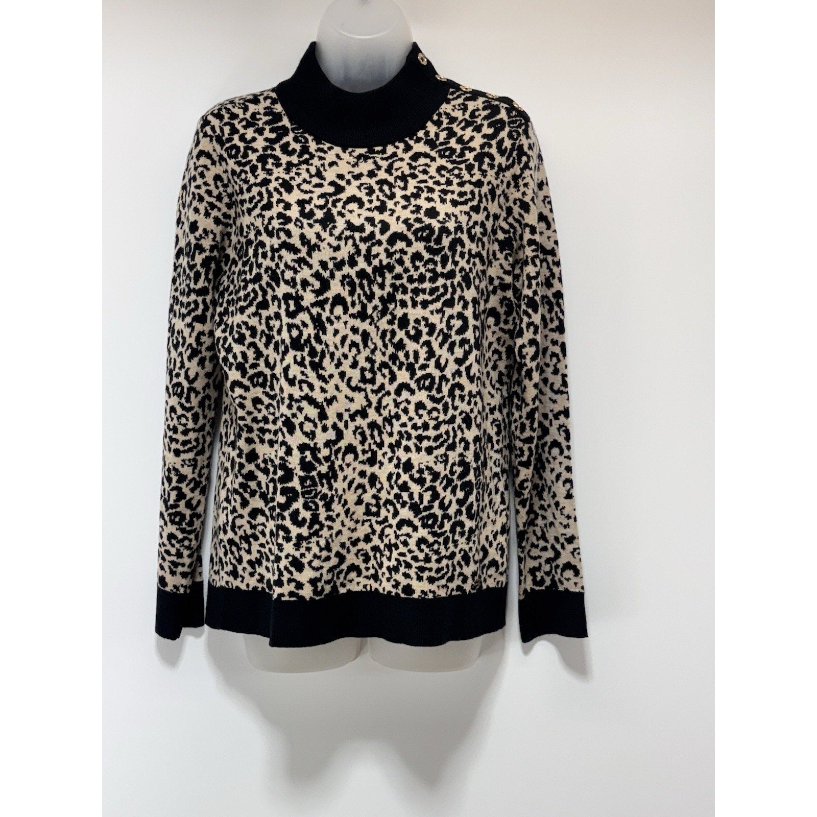 Calvin Klein Long Sleeve Sweater Beige and Black Women’s Size Medium