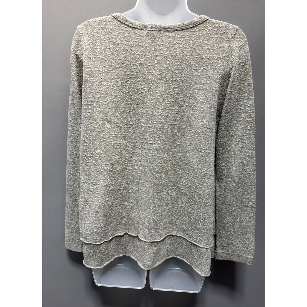 Vtg Bucket List Sweater Women's M Terry Cloth Pullover Top Long Sleeve Lagenlook