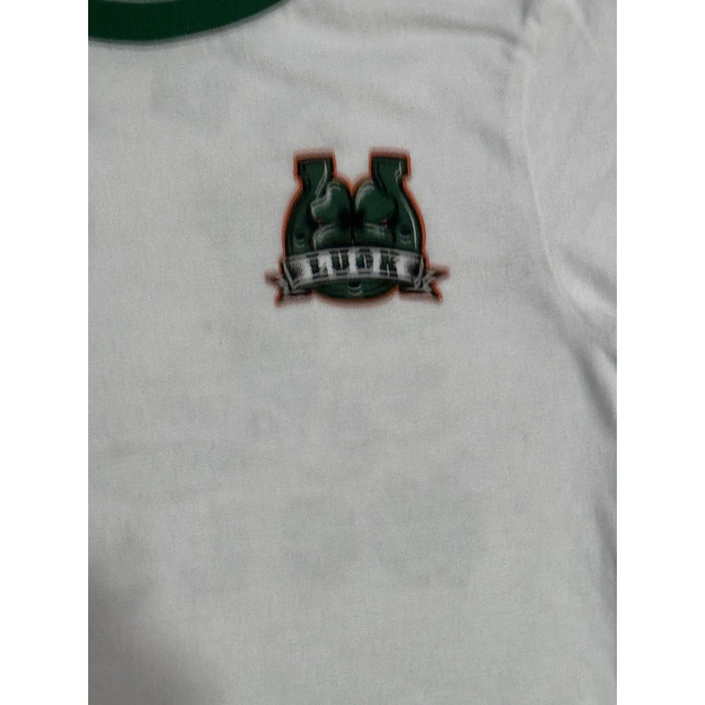 St Patrick's Day Shirt Boys Small White Green Good Luck Club Shamrock Celebrate