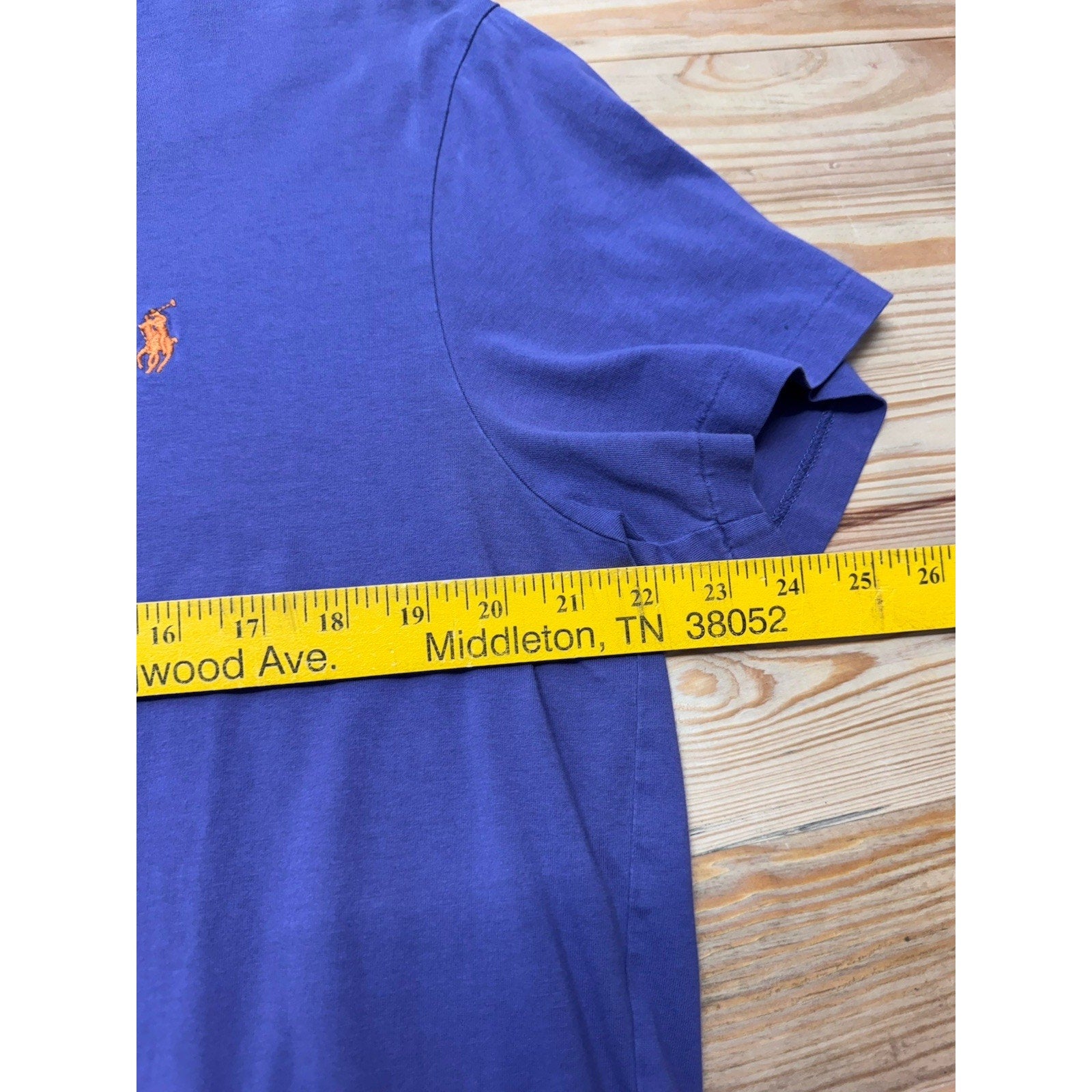 Polo Ralph Lauren Men’s Size Large Purple Short Sleeve Orange Logo Crew Neck
