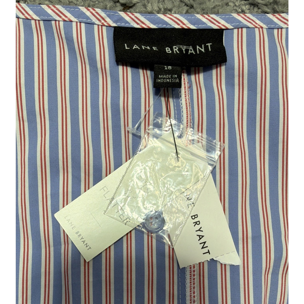 New Lane Bryant Multicolor Stripe Peplum Sleeveless Blouse Tank Top Size 18