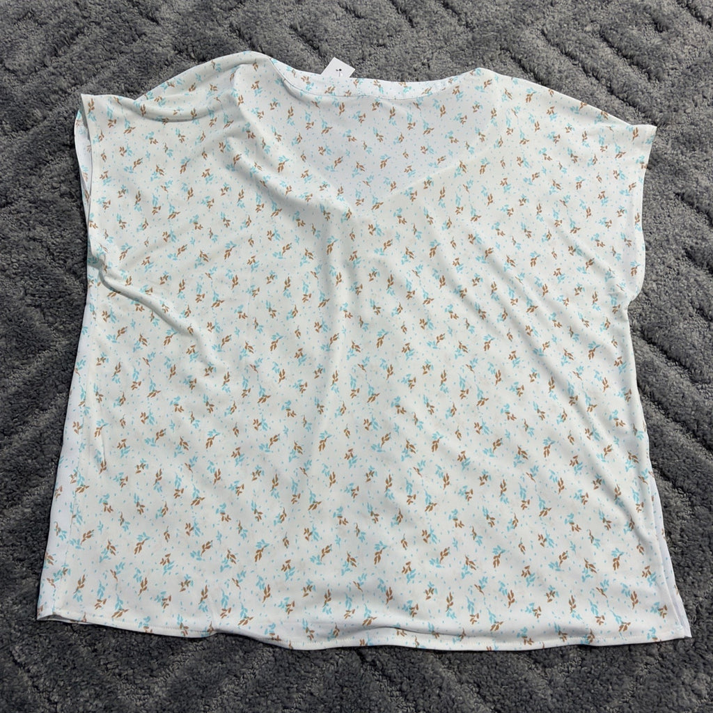 Ann Taylor Floral Oversized Stretch Puff Sleeve Top Blouse Size Large New