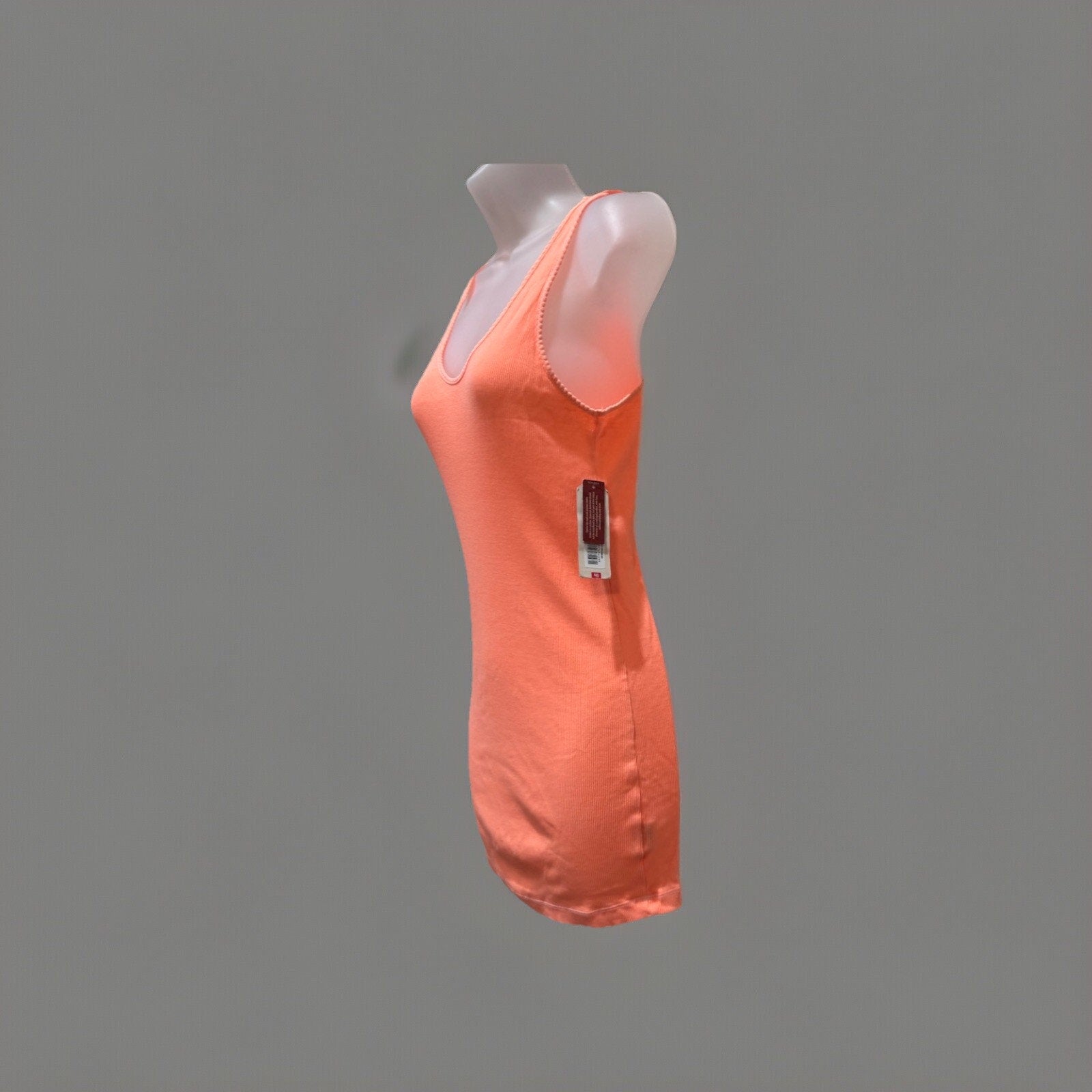 ARIZONA JEANS CO. Ribbed Tank Top Spaghetti Strap Neon Coral Large NWT