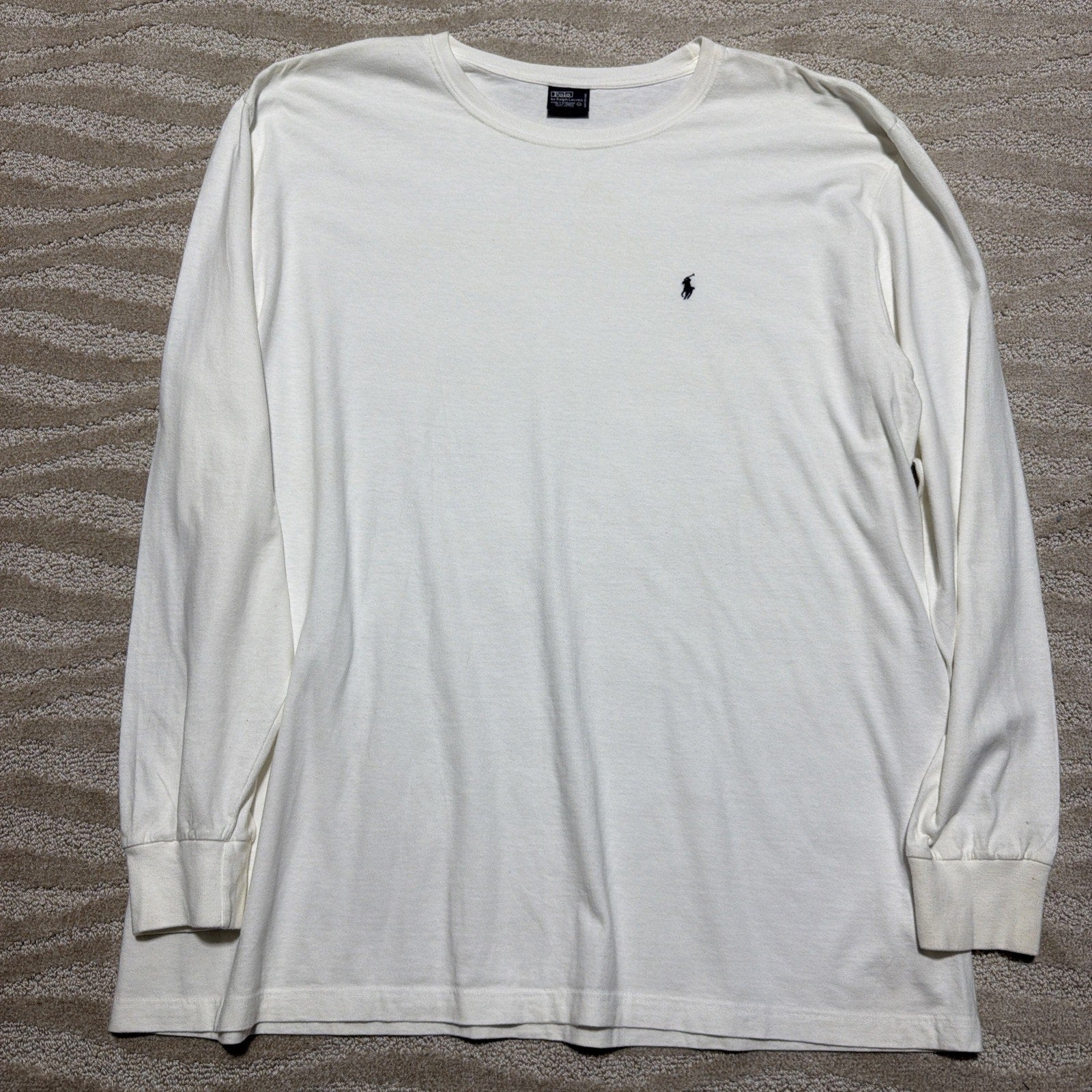 Vintage Polo Ralph Lauren Men's XXL Jersey Long-Sleeve T-Shirt in White