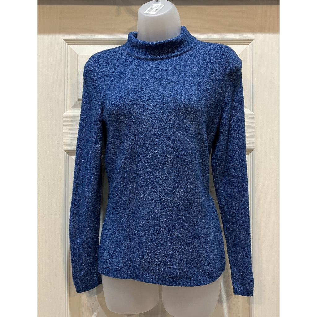 Talbots Sweater Women's Size: Petites Blue Mock Neck Pullover Long Sleeve