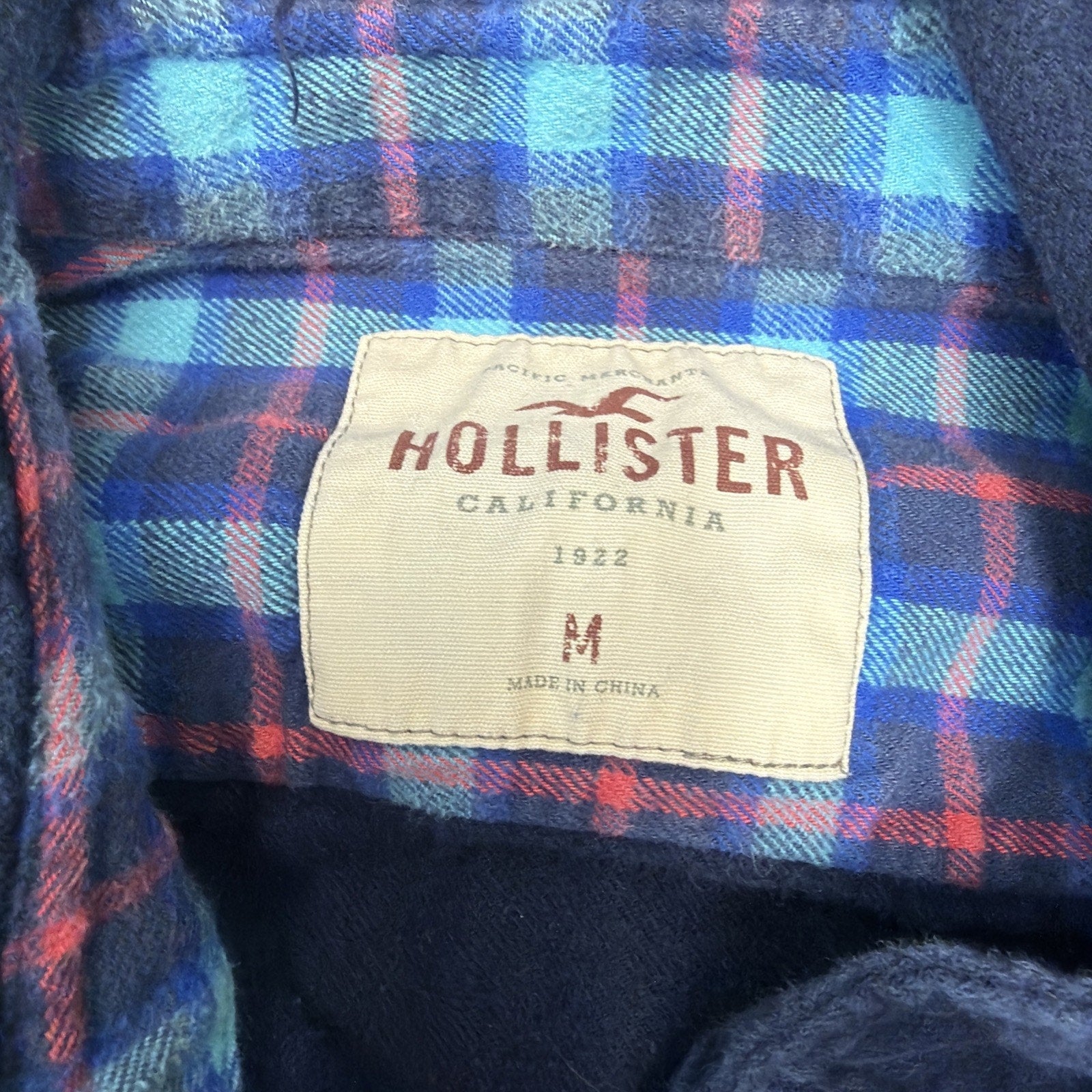 Flannel Shirt Hollister Y2K Blue Button Up Long Sleeve Preppy Outdoor Men’s M