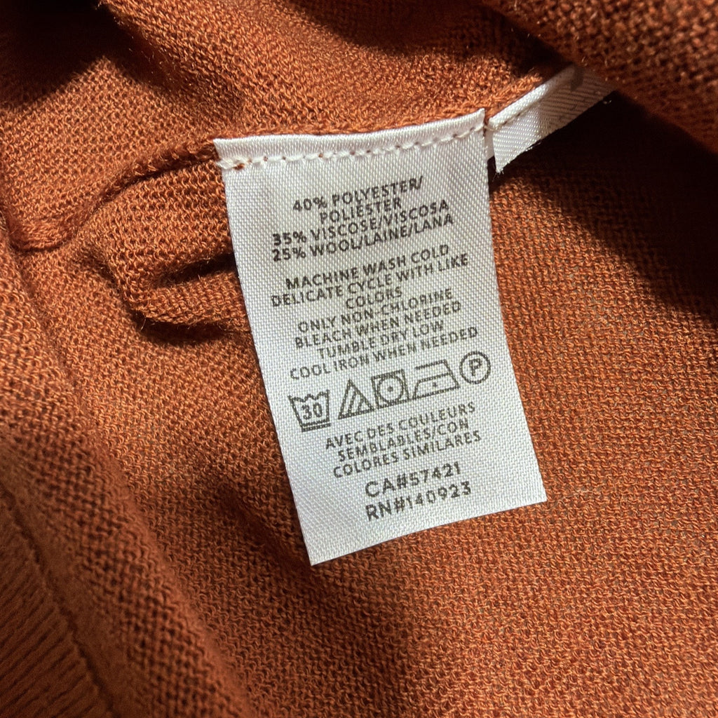 LOFT Women’s XS Rust Orange Long Cardigan Sweater V Neck Button Front Lightweigh