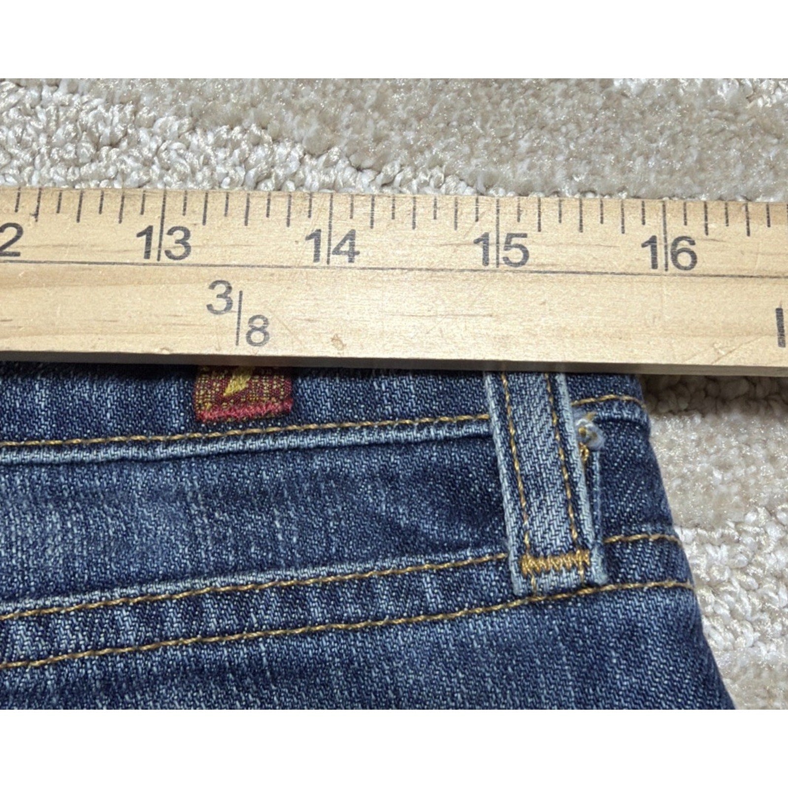 Y2K 7 For All Mankind Women's Bootcut Jeans Blue Yellow Emb Size 30 X 27