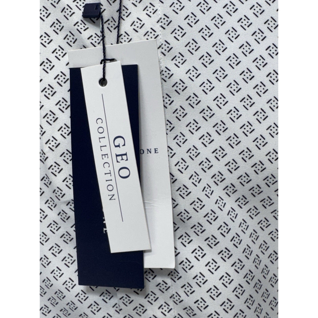 NWT Silver Stone White Black Geometric Print Modern Fit Button-Up Shirt Mens M