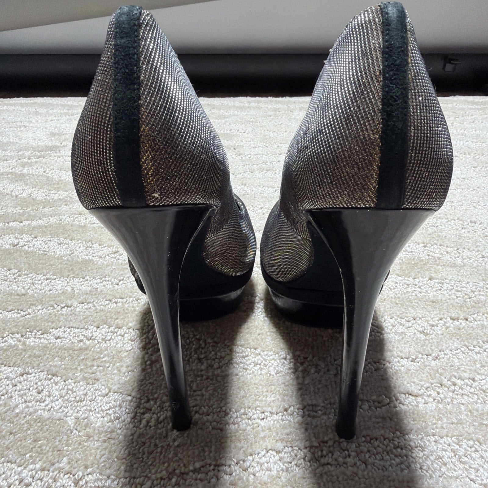 Brain Atwood Platform Silver Shimmer Heels Size 8