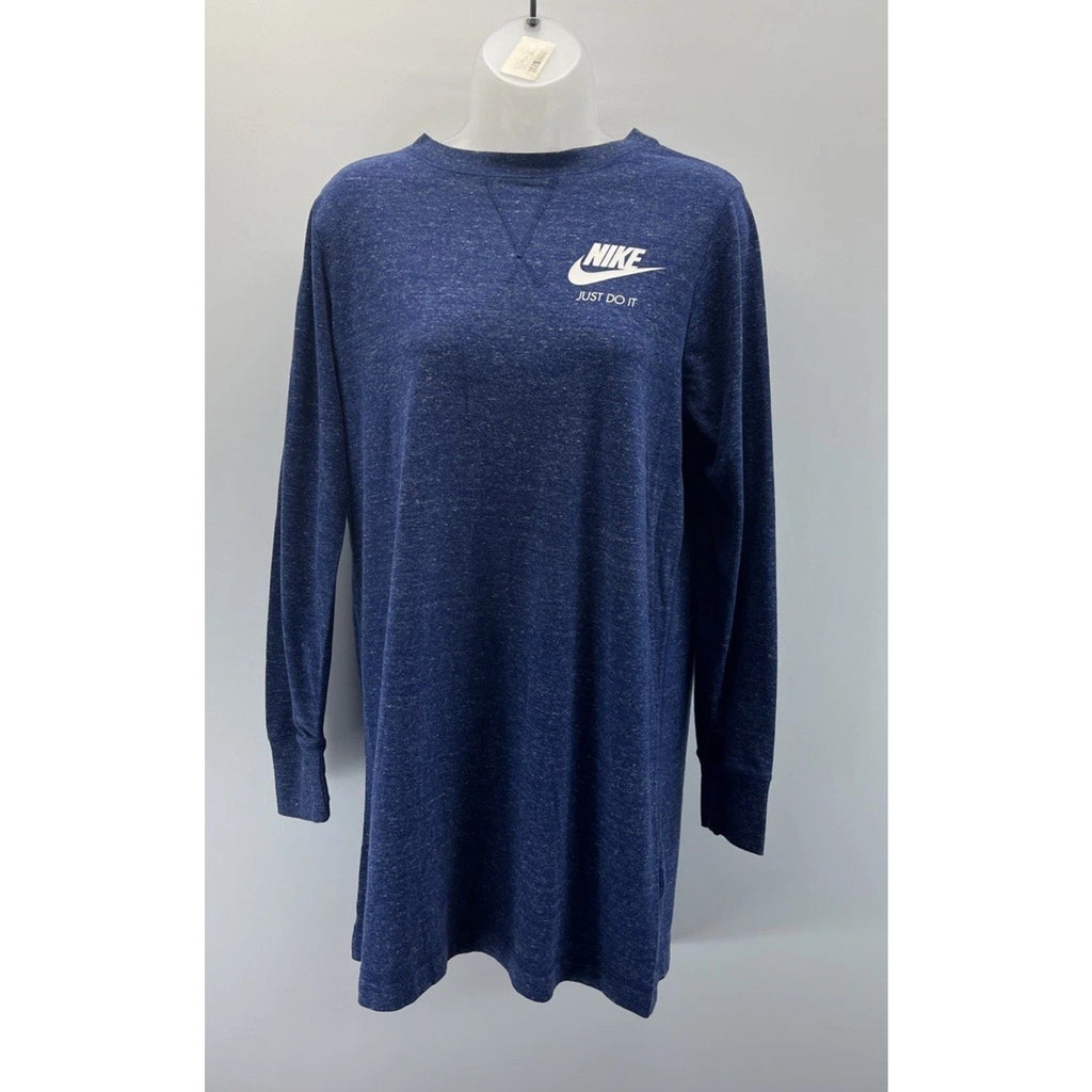 Nike Sportswear Women's M Blue Heather Long Sleeve Just Do It Gym Dress