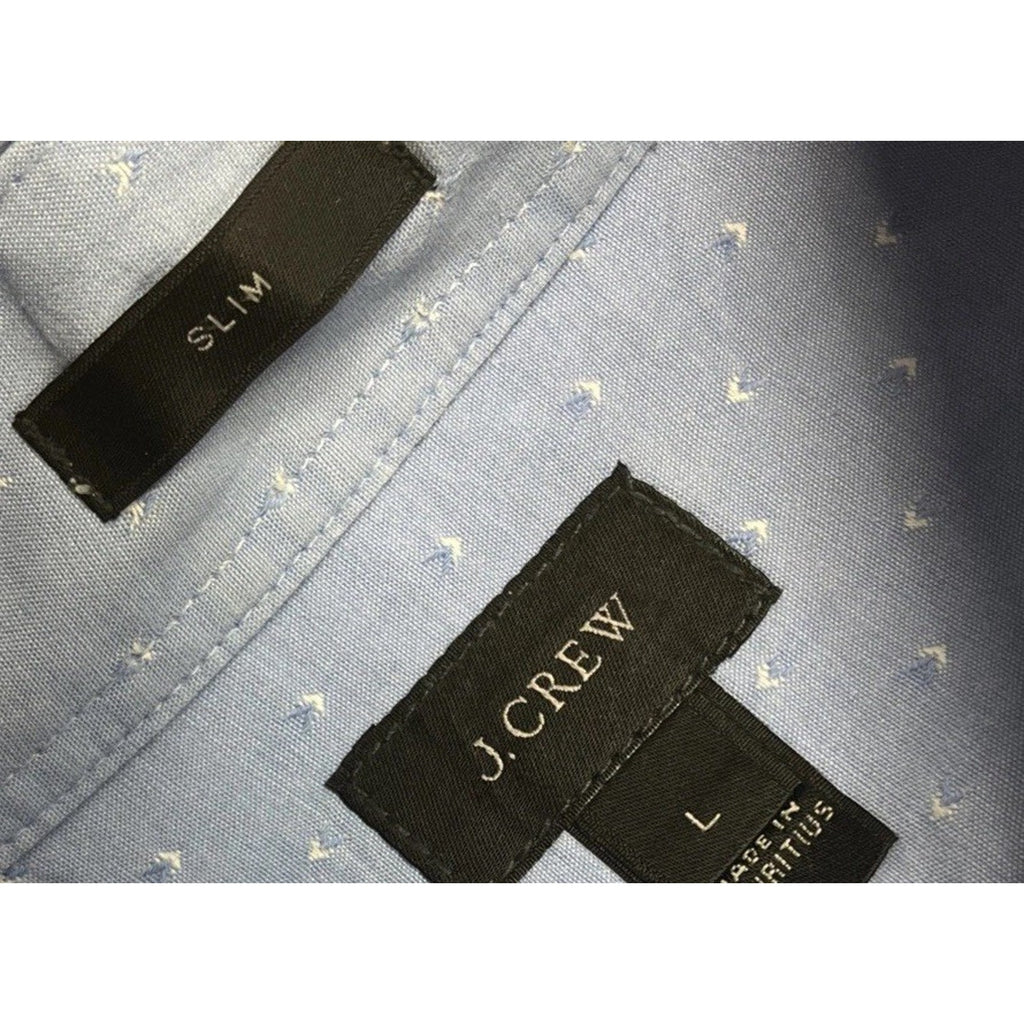 J Crew Mauritius Shirt Mens L Slim Fit Blue White Long Sleeve Button Down