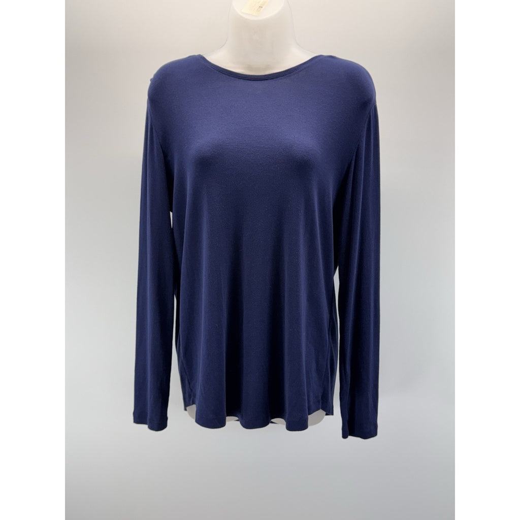 Chico's Navy Blue 100% Cotton Knit Pullover Sweater Women’s Size 2 Large