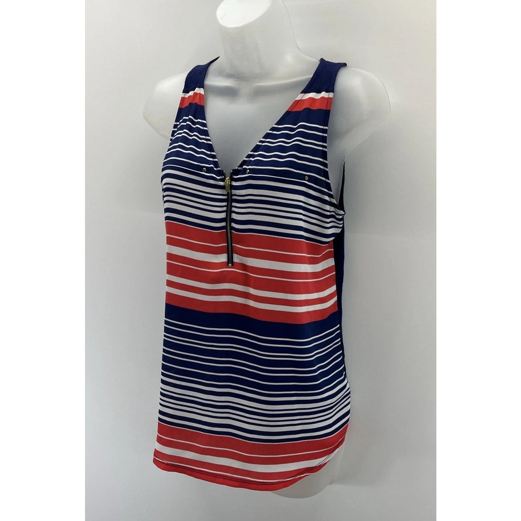 Express Women's Orange Blue White Sleeveless Striped Blouse Tank Size Small