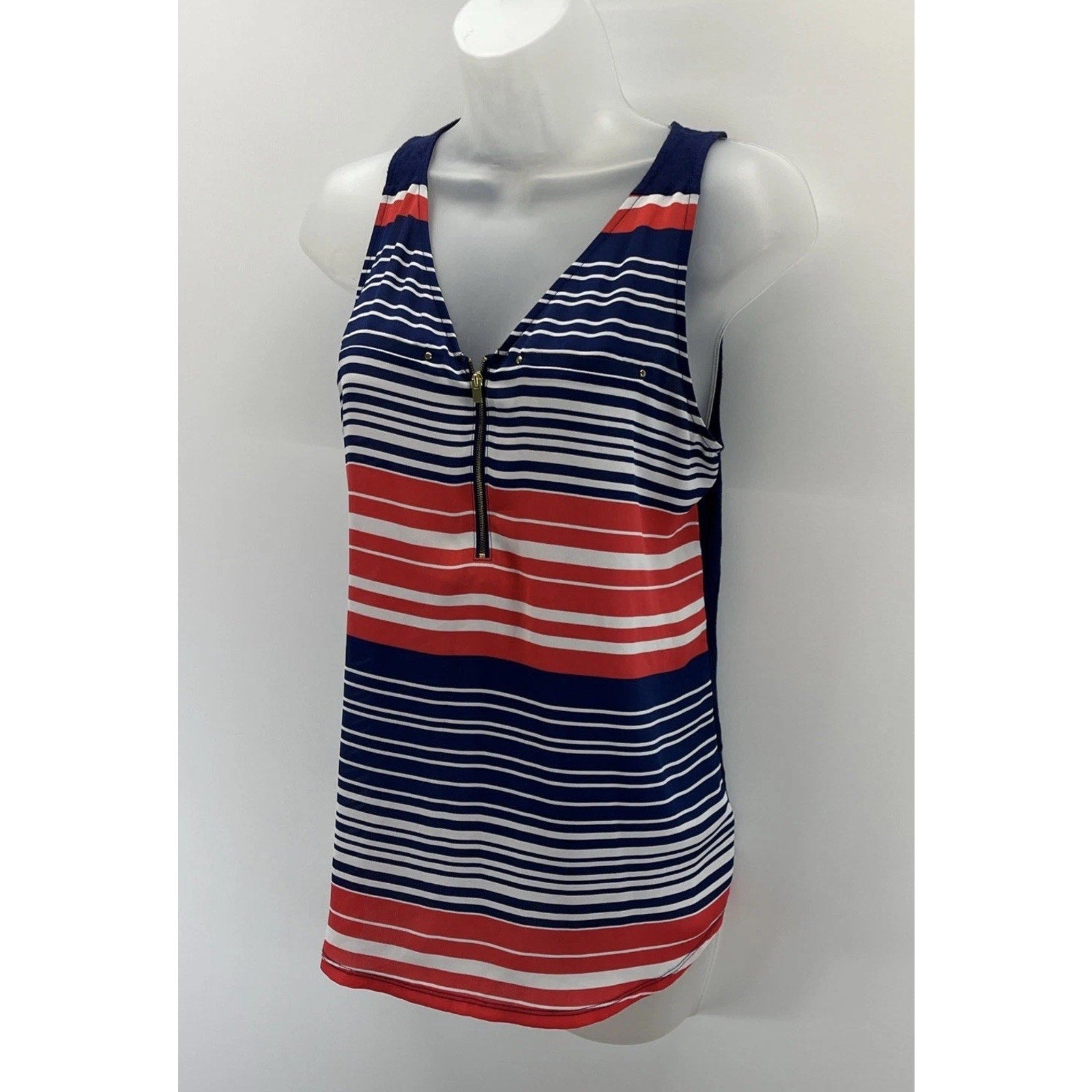 Express Women's Orange Blue White Sleeveless Striped Blouse Tank Size Small