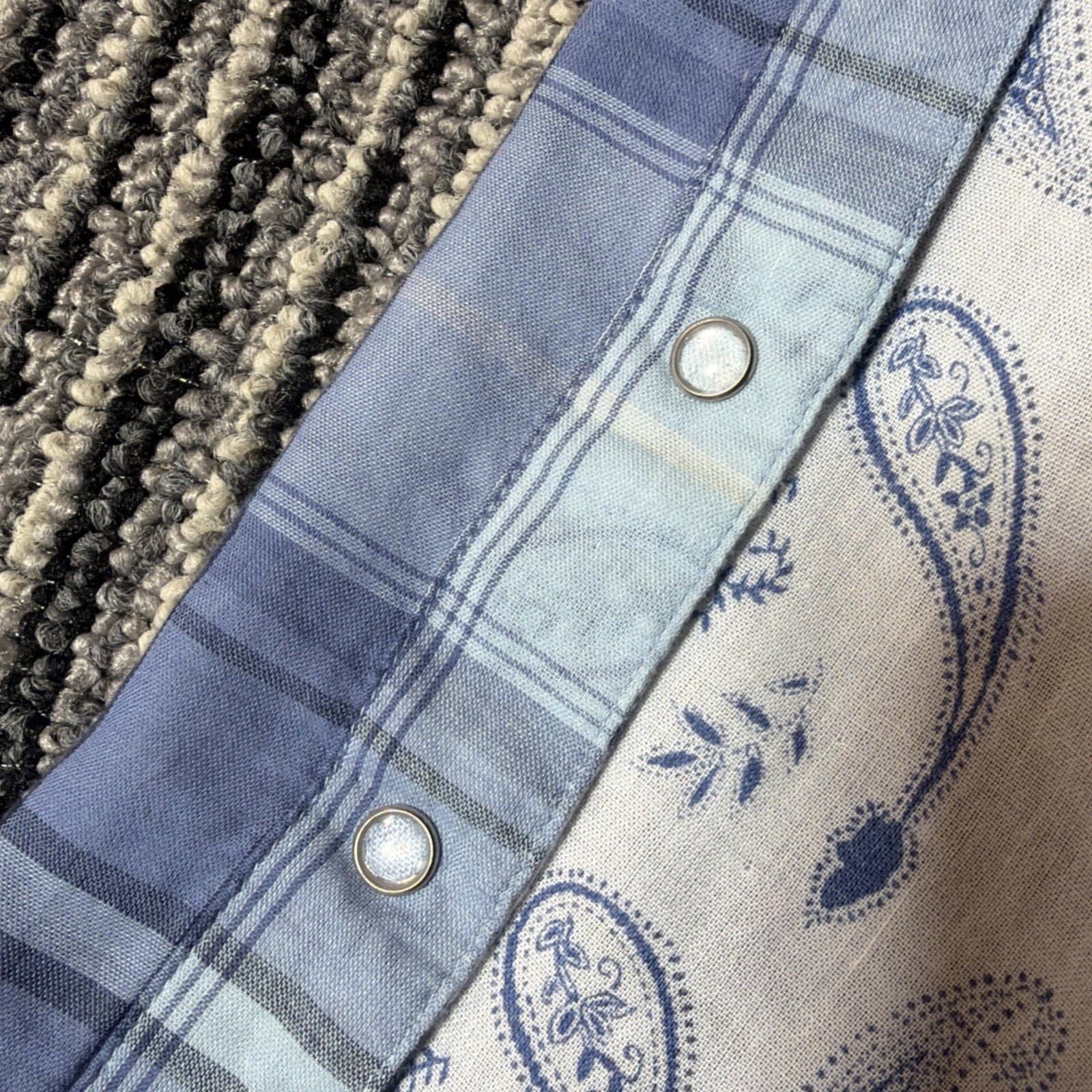 Style & Co Womens XXL Blue Plaid Pearl Snap Roll Tab Sleeves Western Shirt New