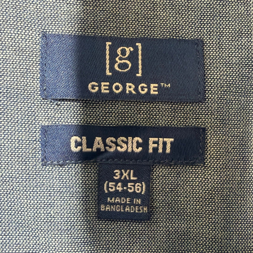 George Classic Fit Button Down Men's Long Sleeve Poplin Shirt 3XL 54-56 NWT