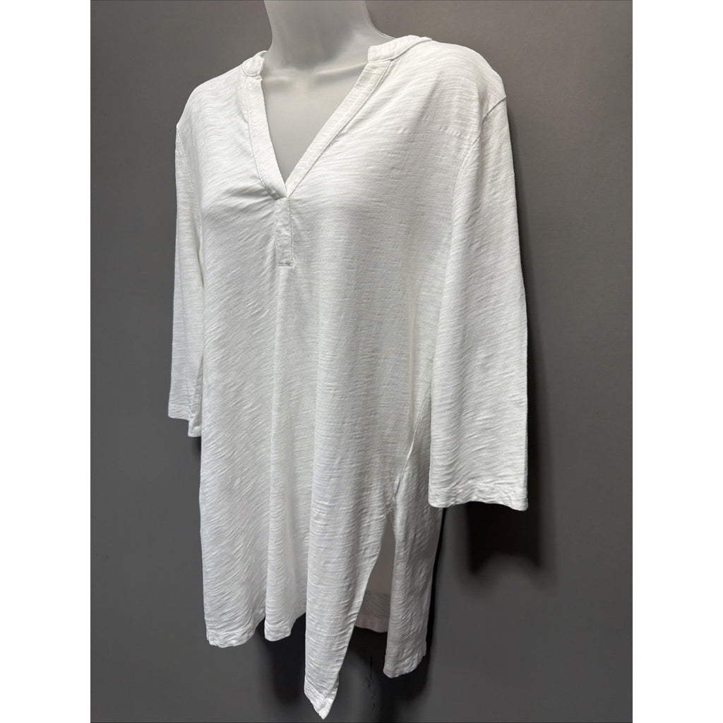 Peruvian Connection Womens Shirt L White Tunic Cotton Soft Capsule Casual